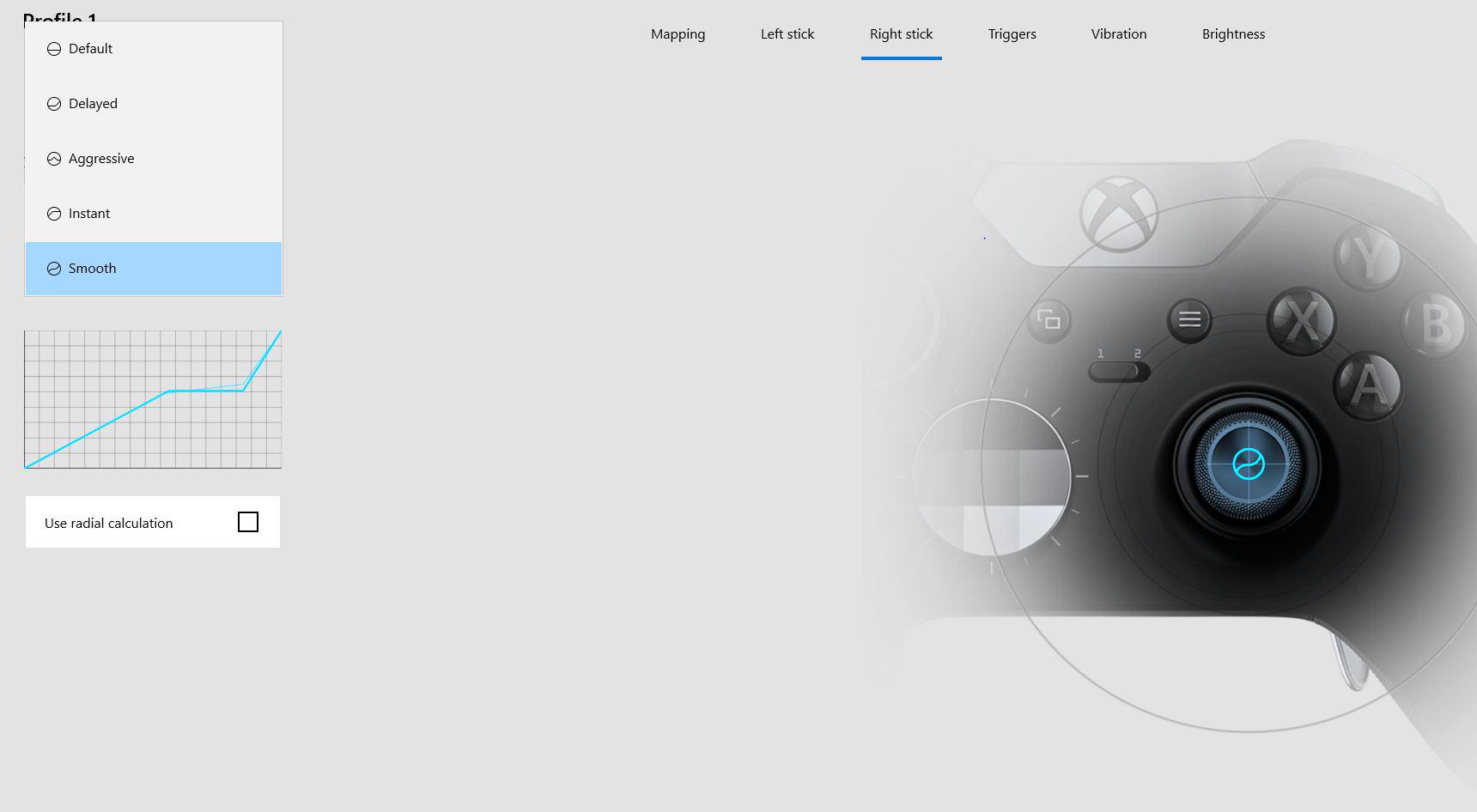 Linear aim settings w/ sense curve adjustment gives you direct control