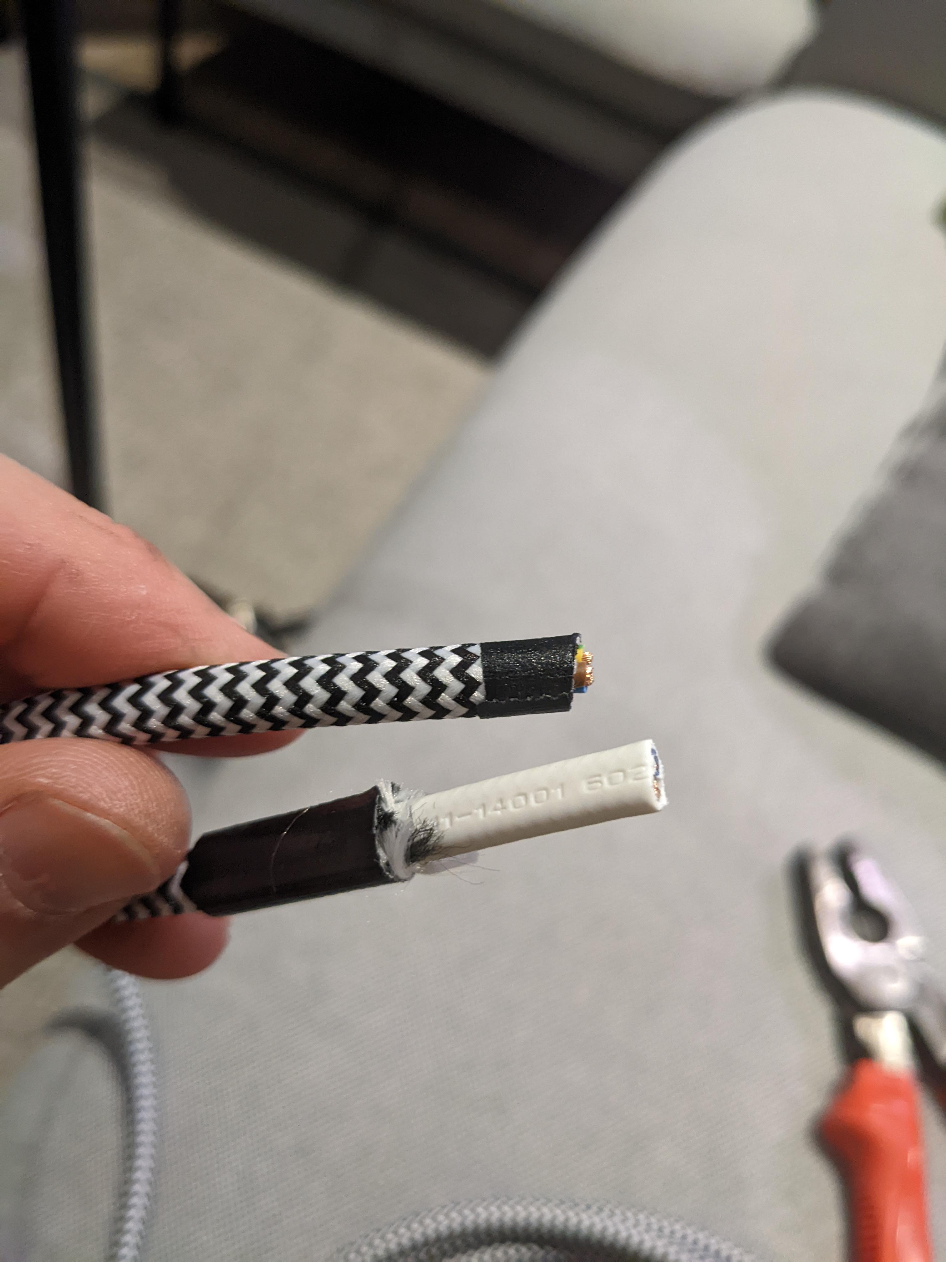 Dog chewed through lamp wire. Bought replacement wire but what's the