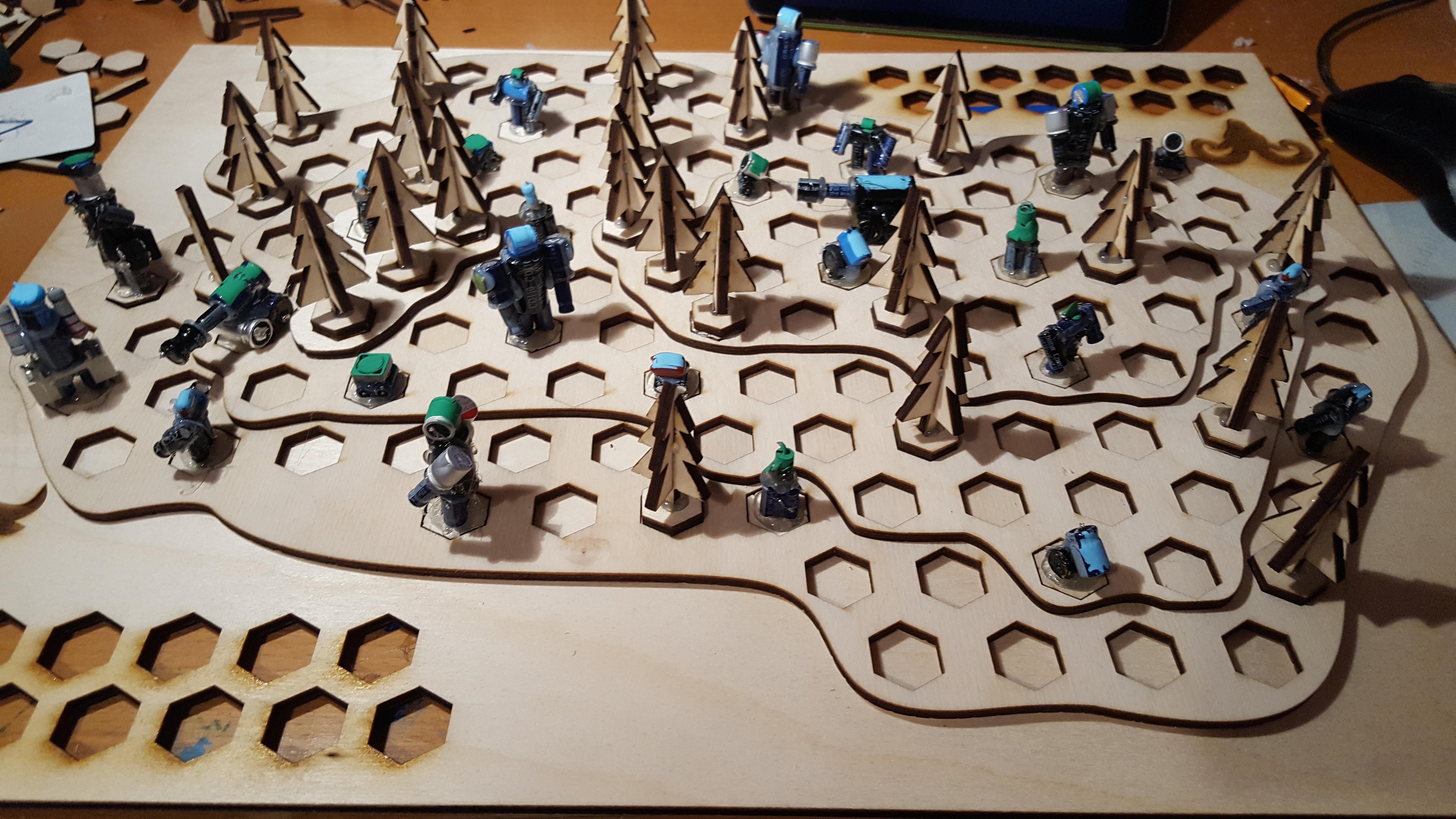 Added a new dynamic to my board game, movable tree obstacles r/gaming