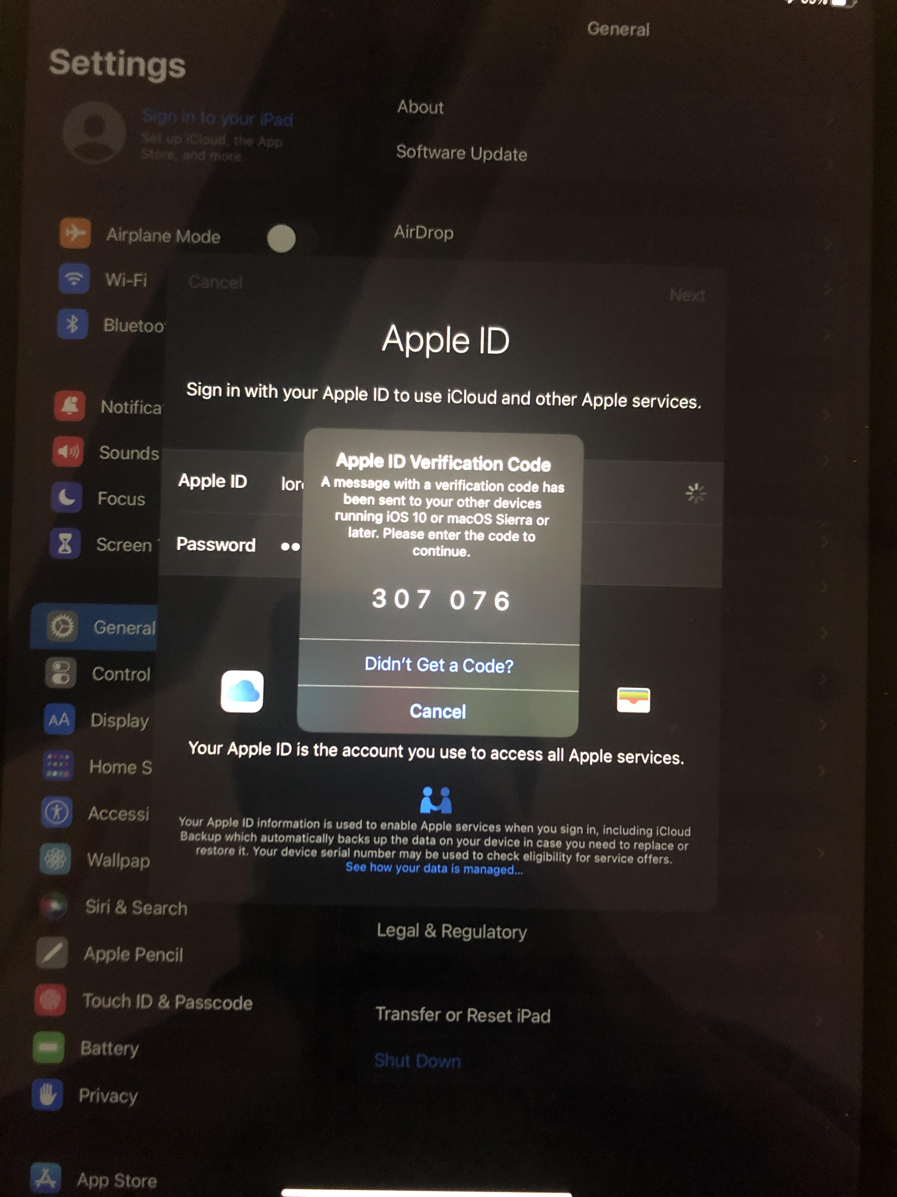 Im stuck at apple id verification code in my new ipad air r/applehelp