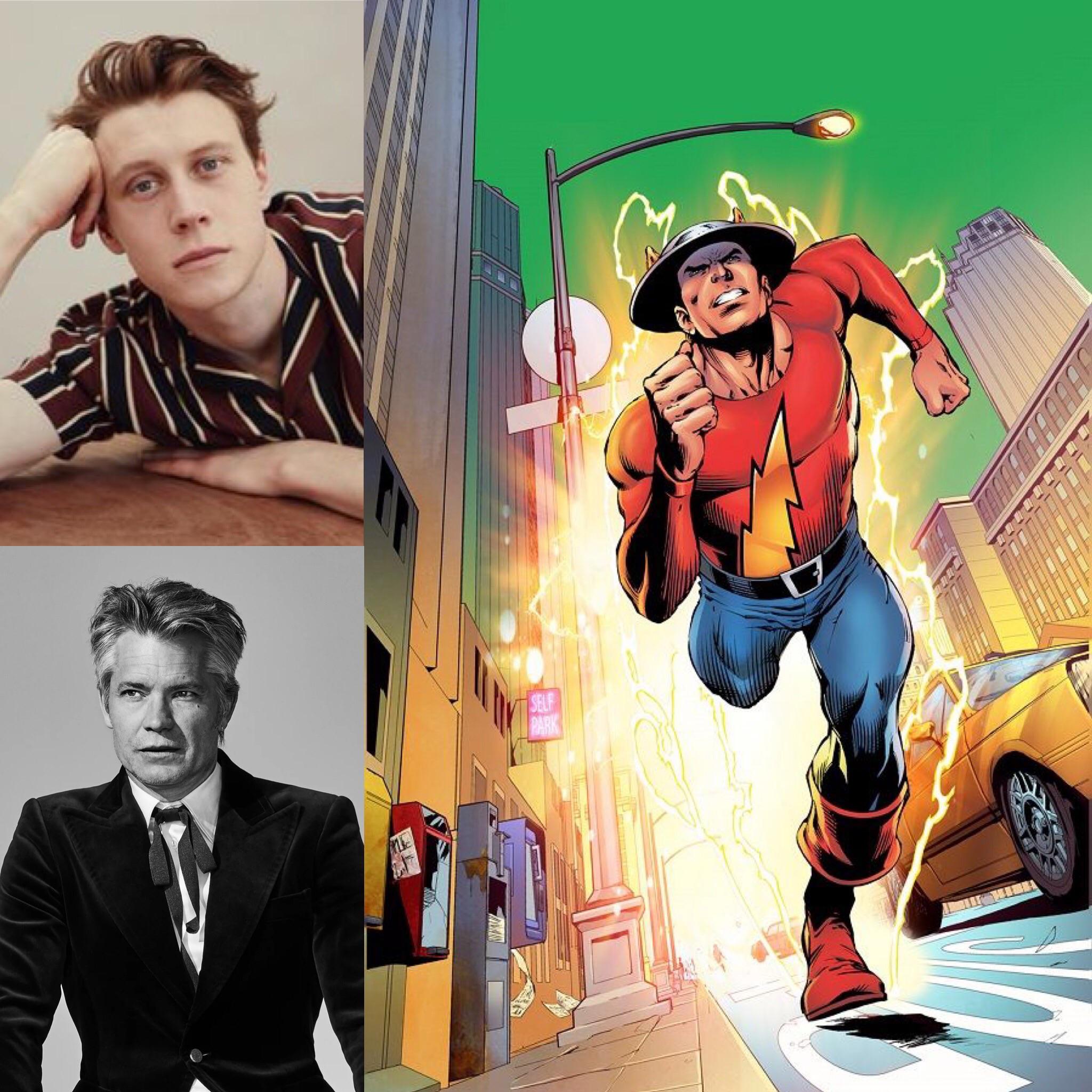 mackay as Young jay Garrick and Timothy olyphant as Older Jay