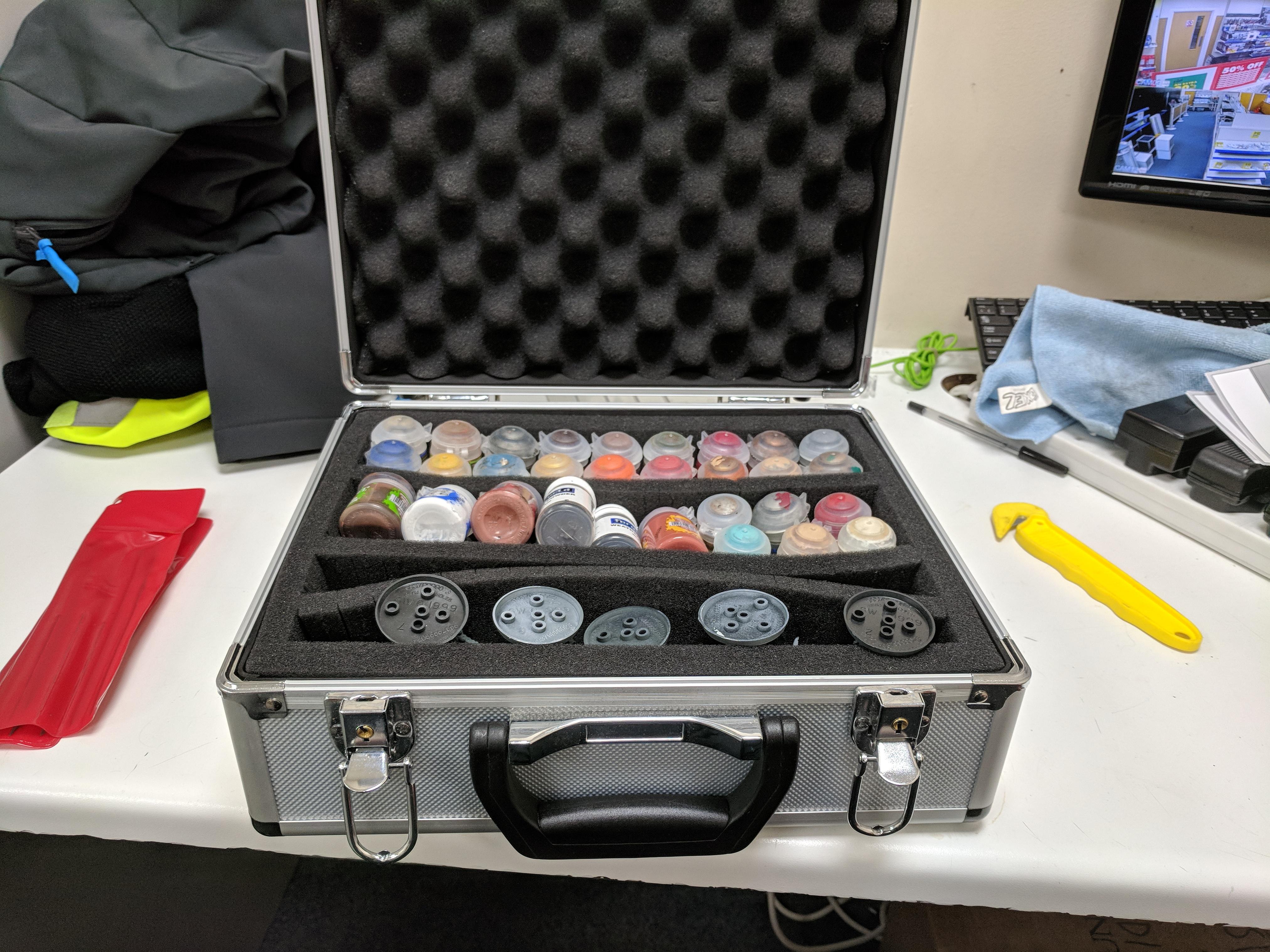 My portable painting station for when i want to paint at work! r