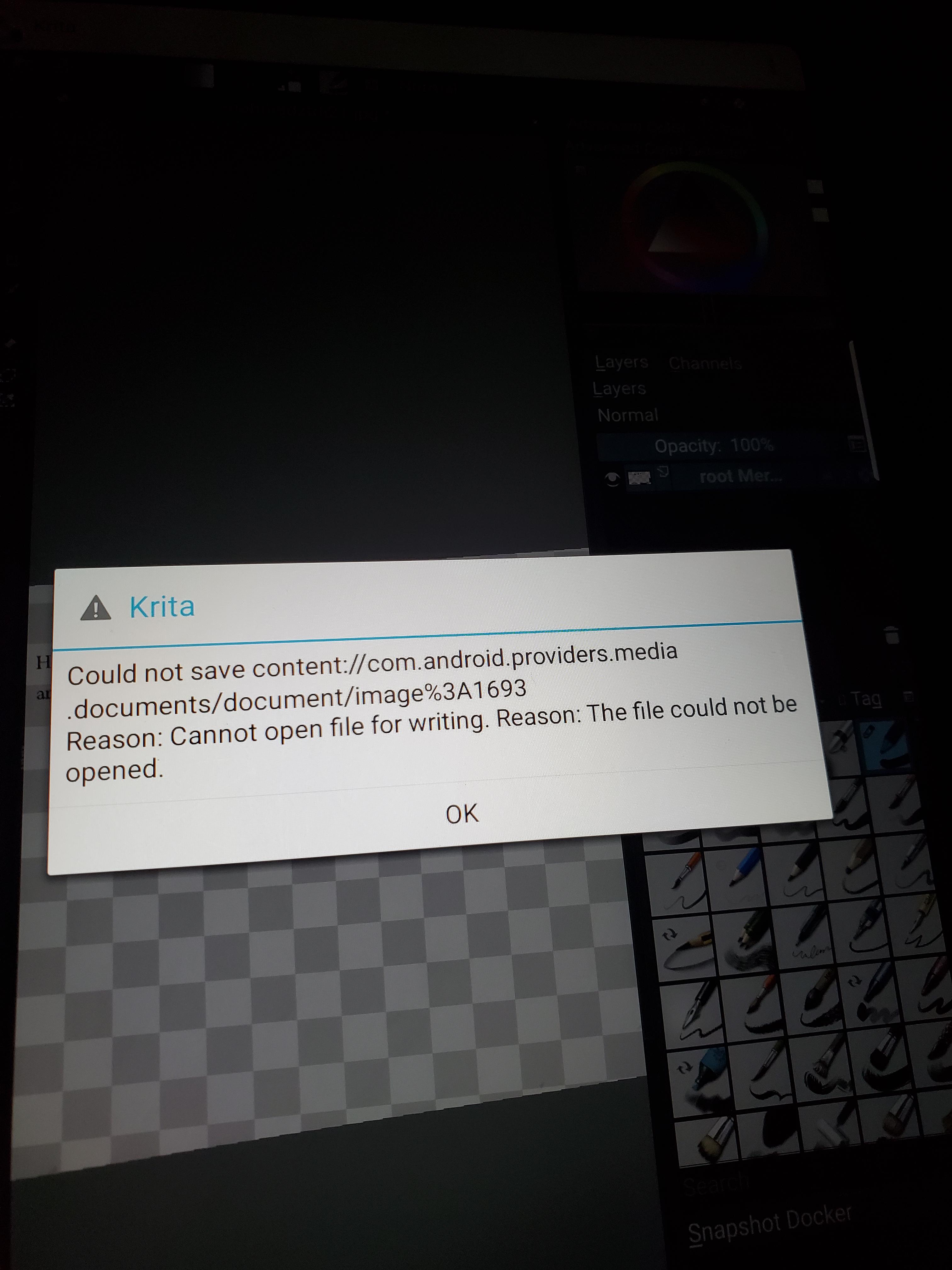 I get this error when trying to save an image. Was originally a .jpg