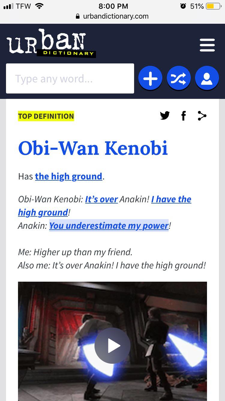I love urban dictionary r/PrequelMemes