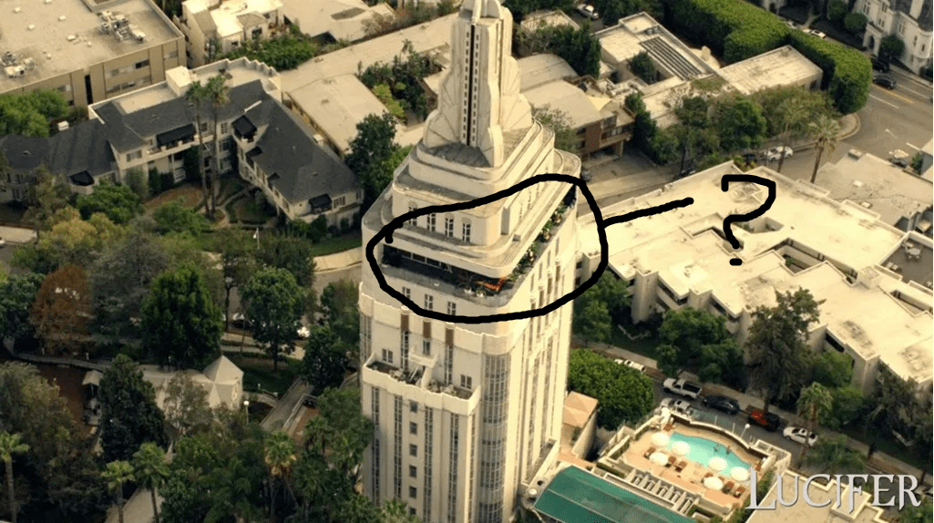 The outlined area is the balcony outside Lucifer's penthouse, right? I