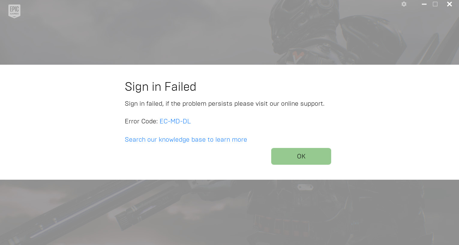 I get an error when signing in epic games launcher, help please
