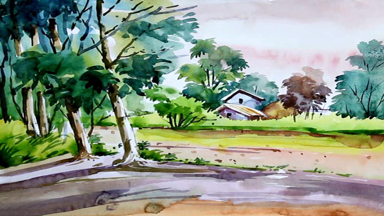 Bangladeshi Village Watercolor Landscape Painting r/painting