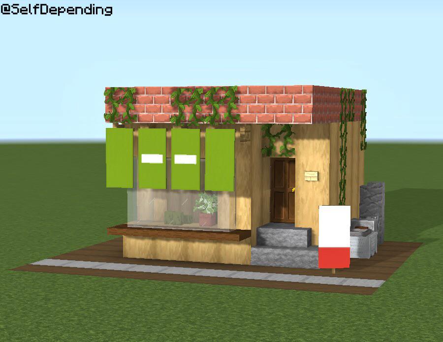 I made a small green cafe ) r/Minecraft
