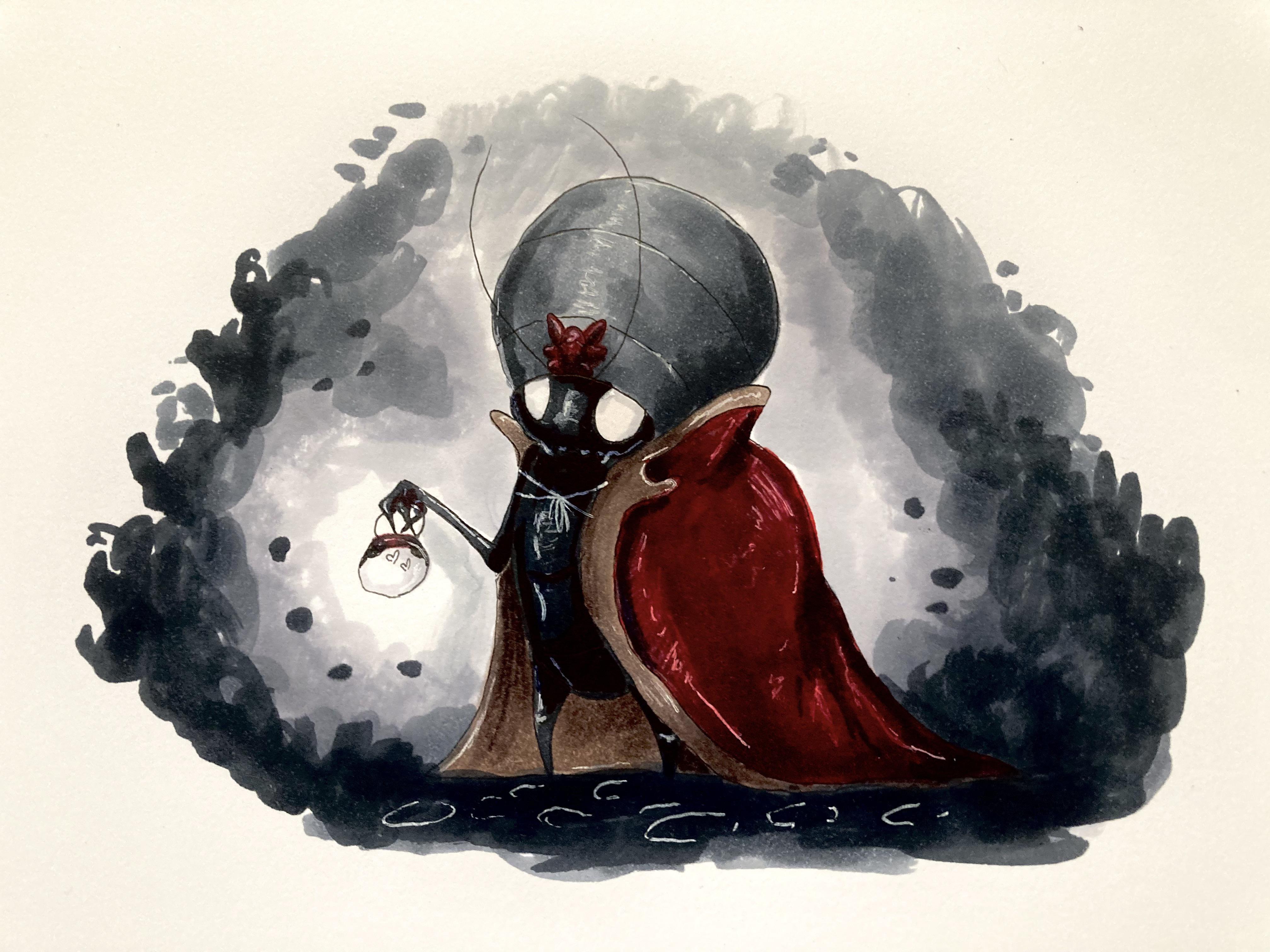 Drawing every HK character/ enemy day 15 confessor Jiji r/HollowKnight