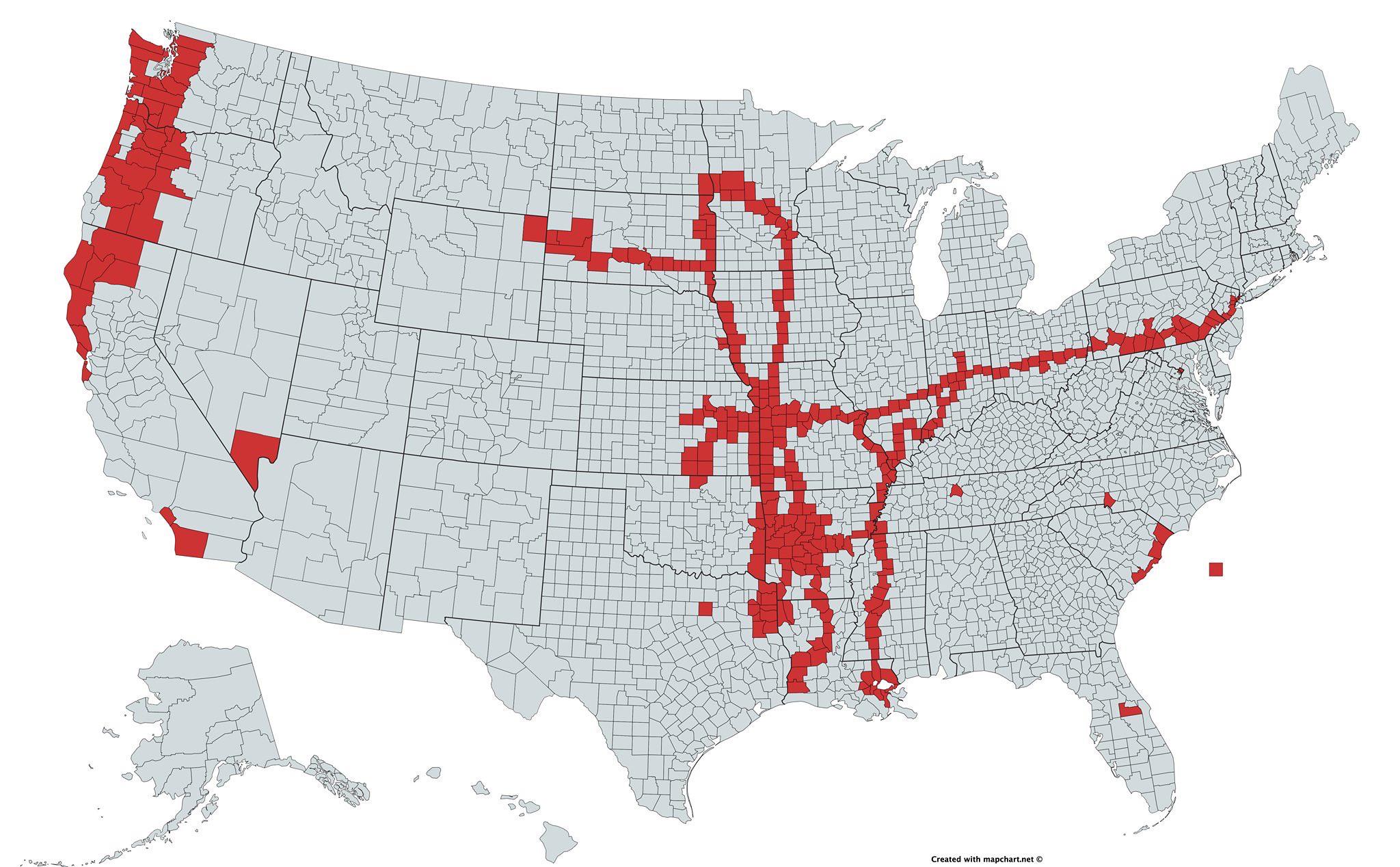 All the counties I’ve been too! r/MapPorn