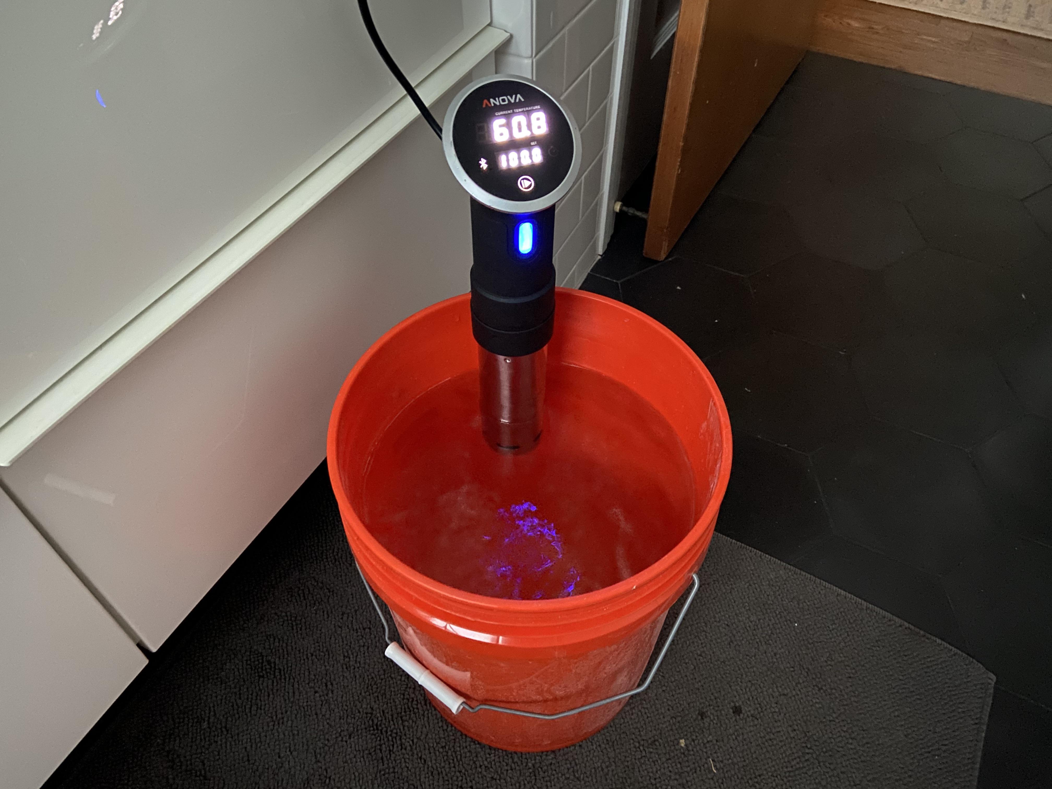 Bathing water (4 gal) 100 deg F for 3 baths r/sousvide