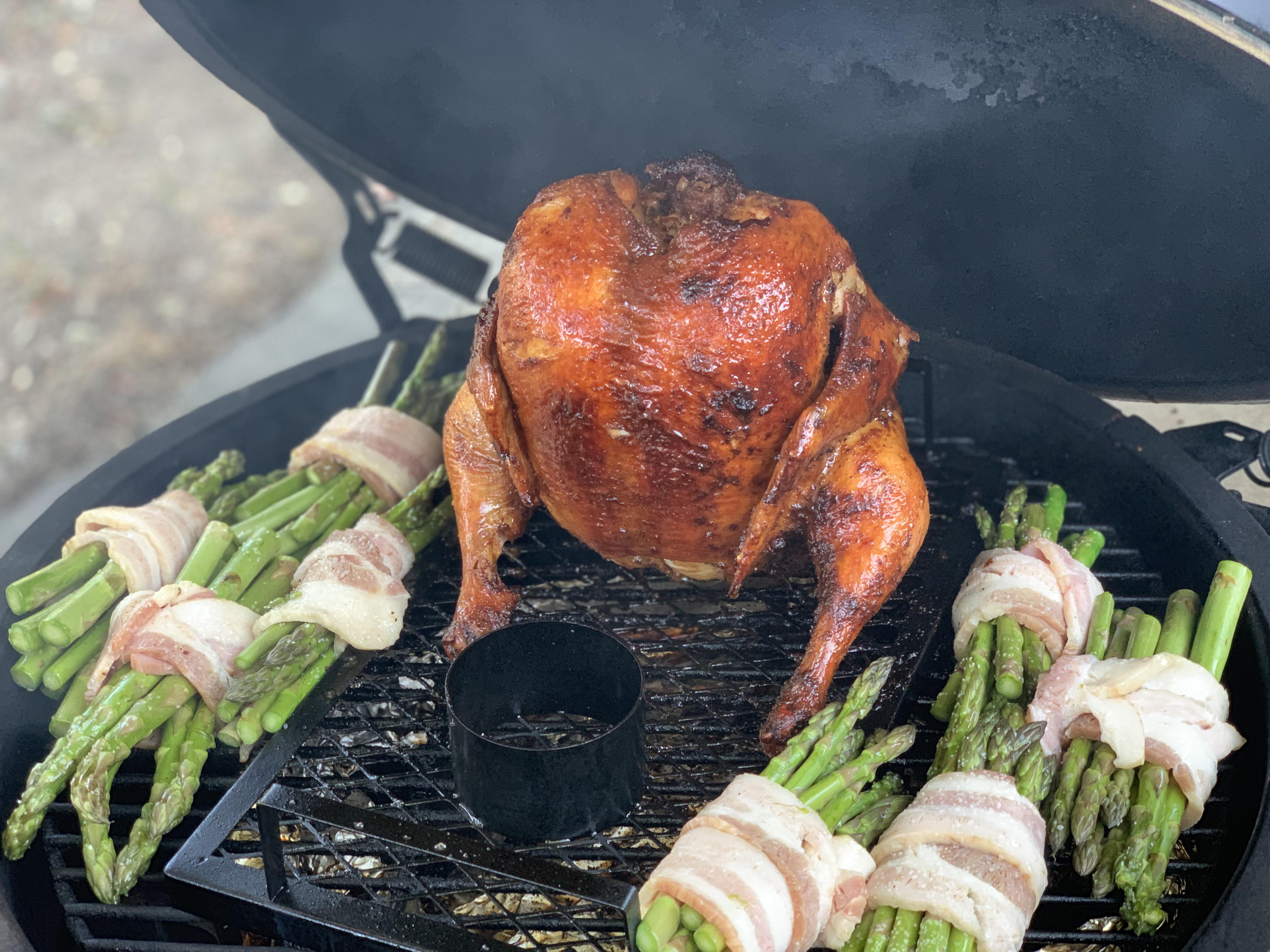 Tonight’s Beer Can chicken r/biggreenegg