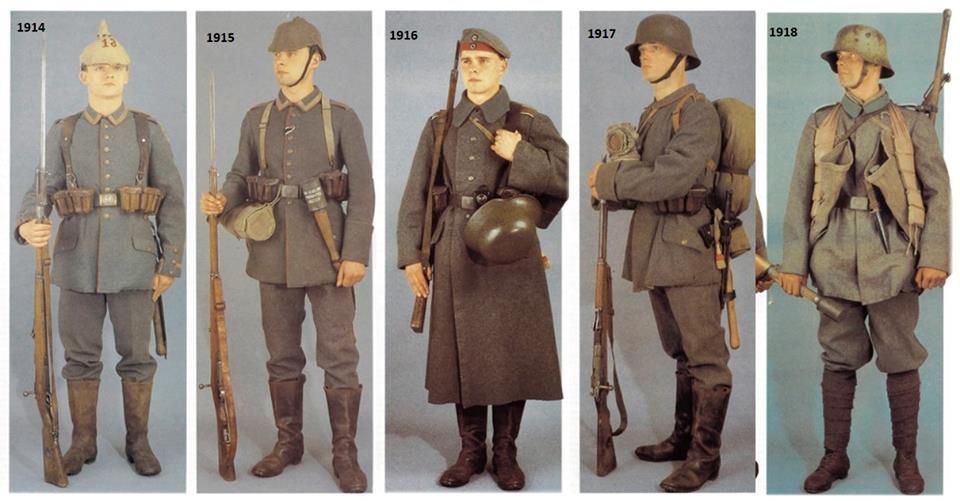 A little evolution of German imperial uniforms from ww1 r/WW1andWW2stuff