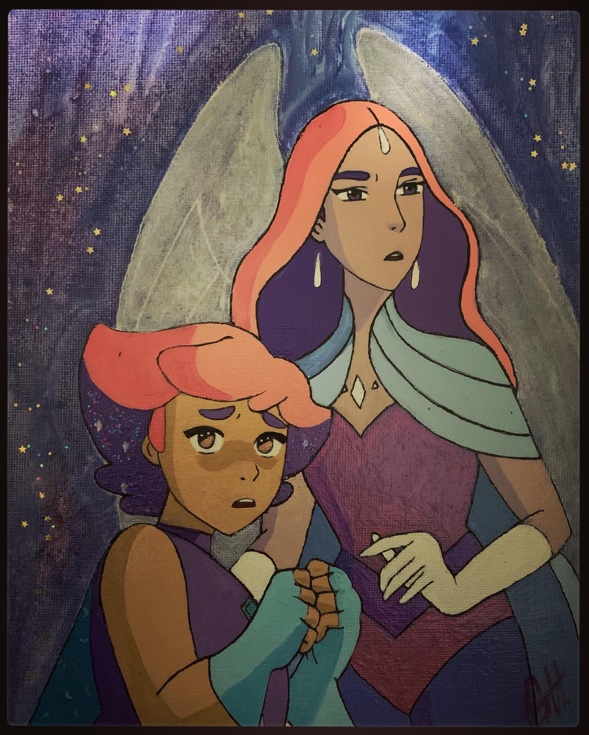 Angella and Glimmer. I got some new glitter paints which don’t show up