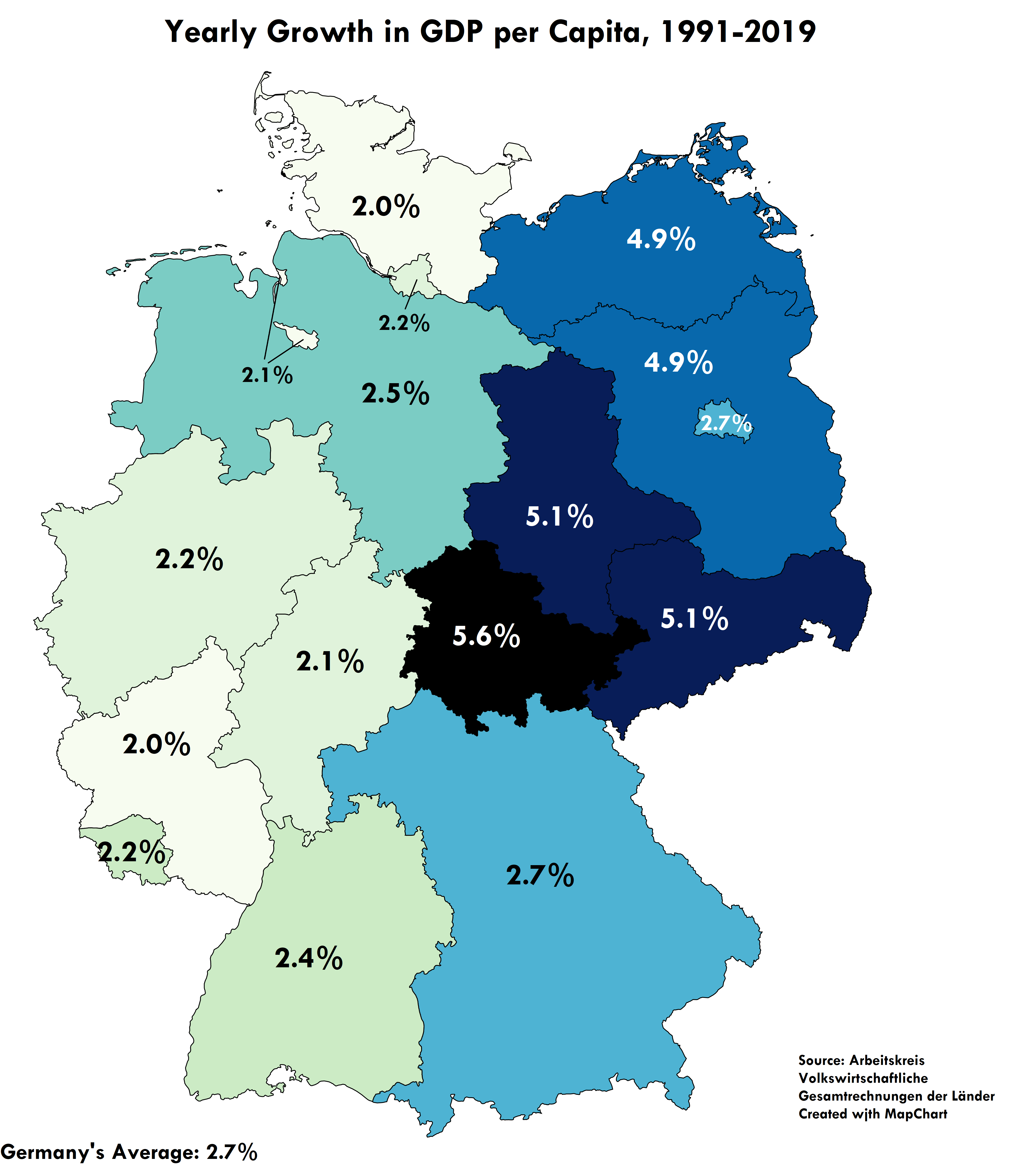PostReunification Growth in GDP per Capita in the German Länder r/europe