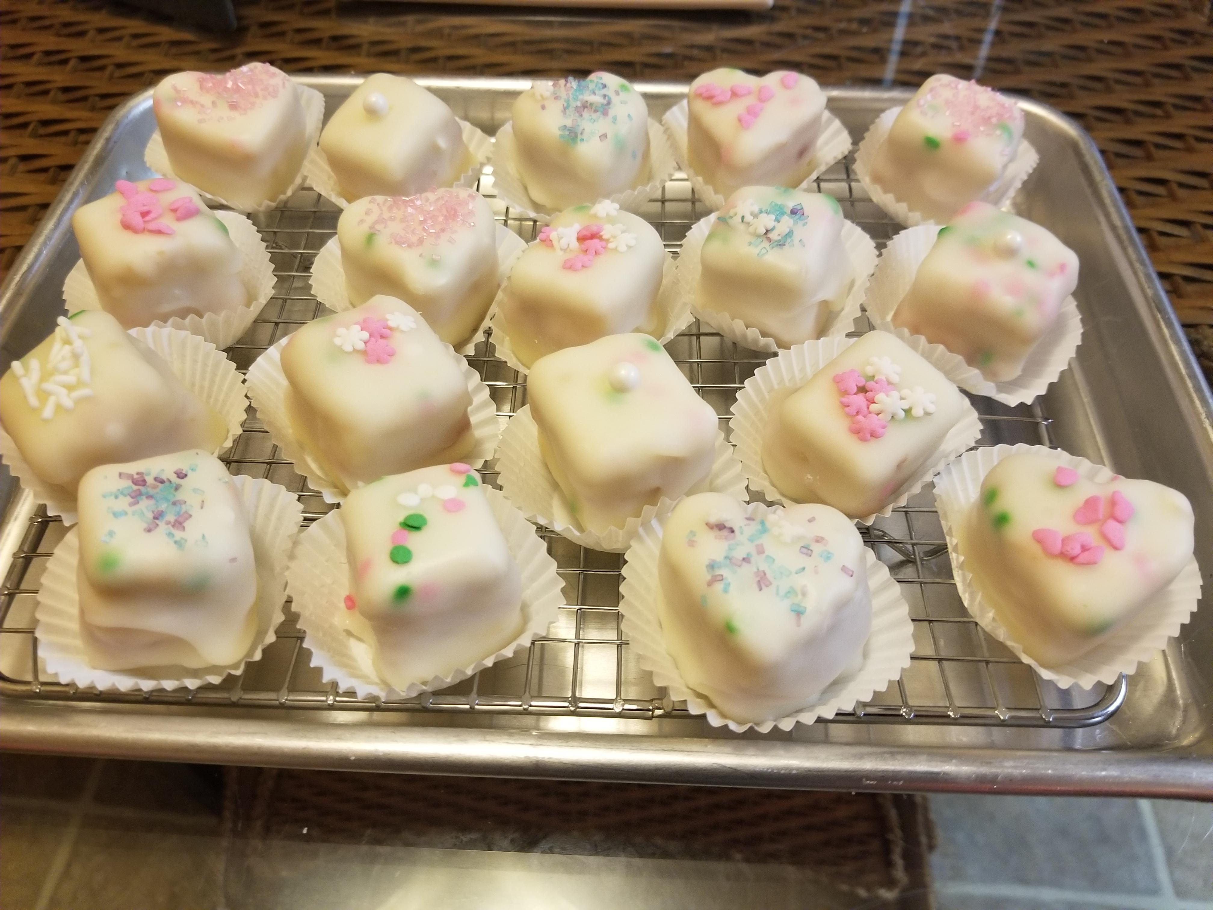 First attempt at petit fours. r/Baking