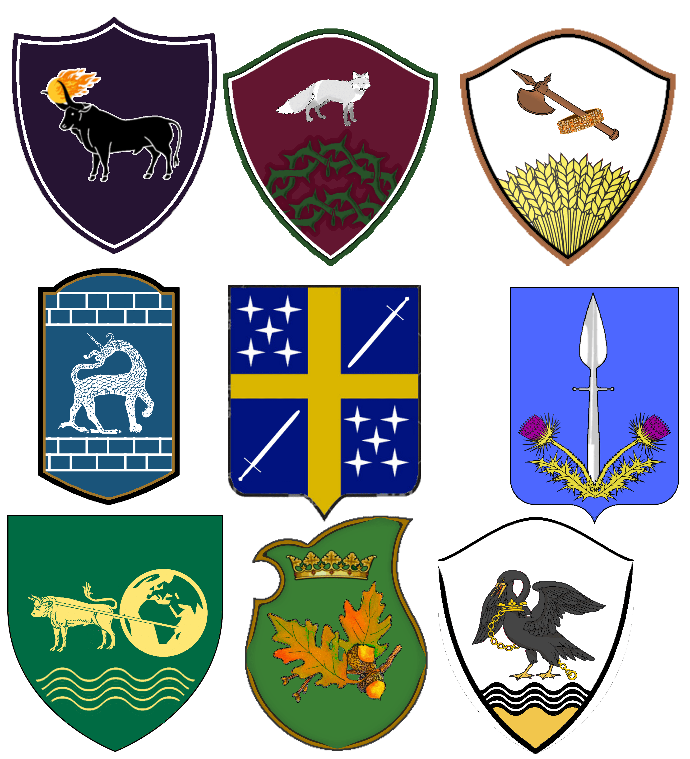 9 coat of arms that I've made since my last post here r/heraldry