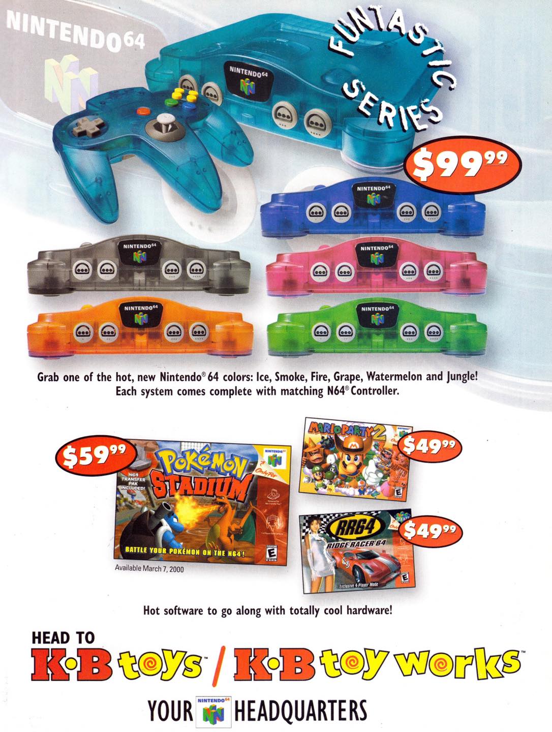 KB Toys ad for the Nintendo 64 Funtastic Series + Games r/nostalgia
