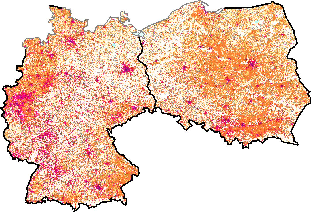 Population Density Map of Germany and Poland r/europe