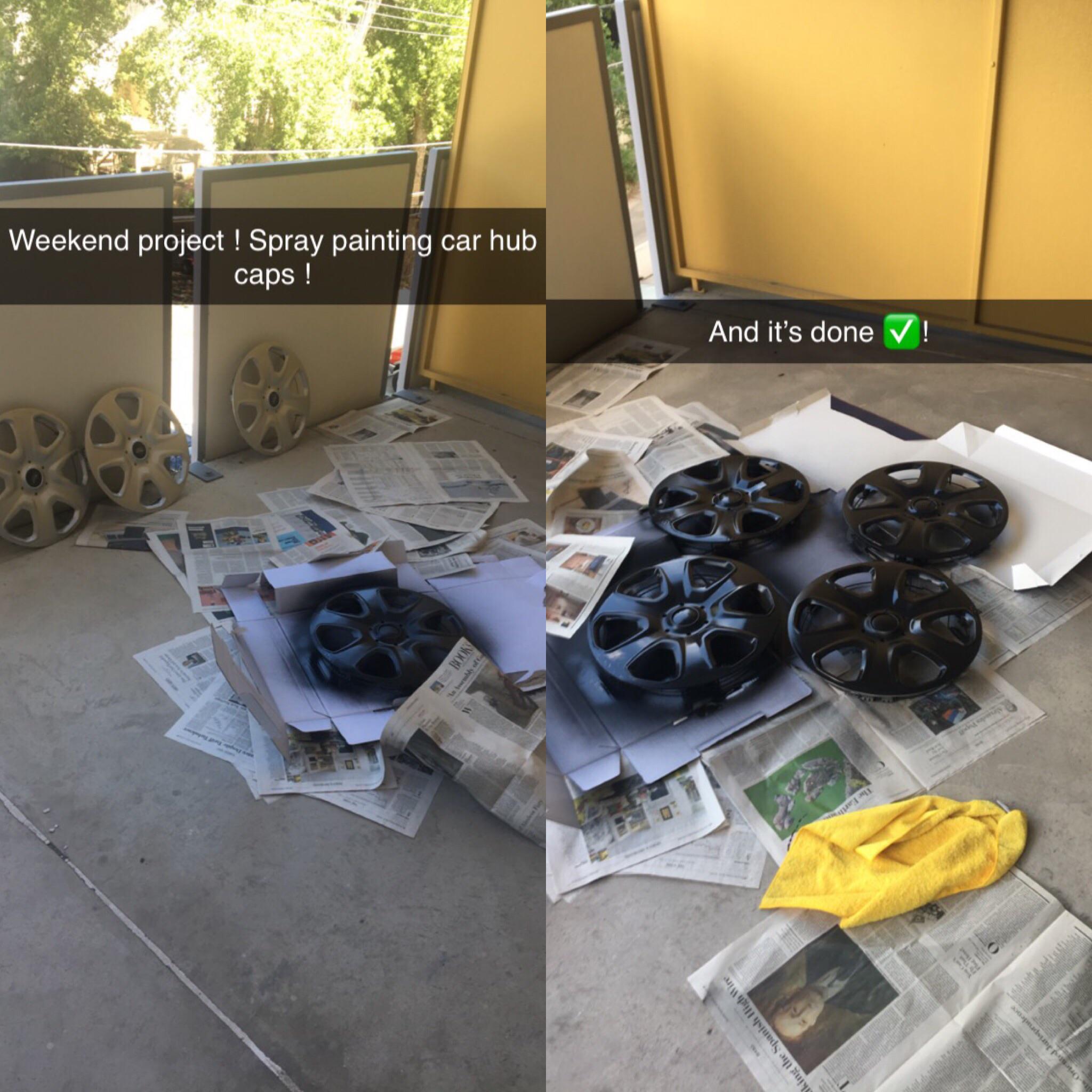 Focus 2017 S 5speed manual! Spray painted stock hubcaps to gloss black ! Will put them back on