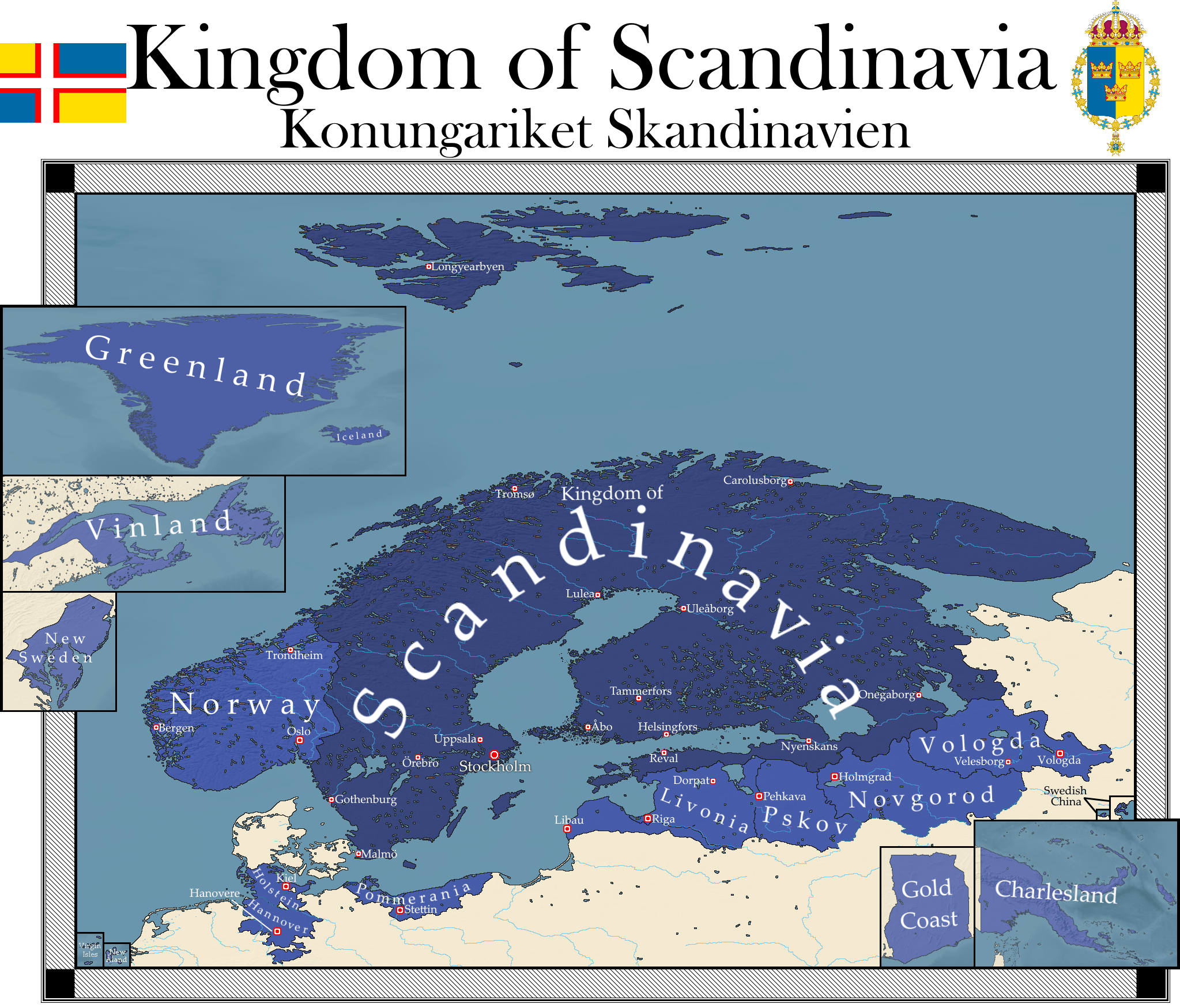Greater Swedish Empire and it's colonies r/imaginarymaps