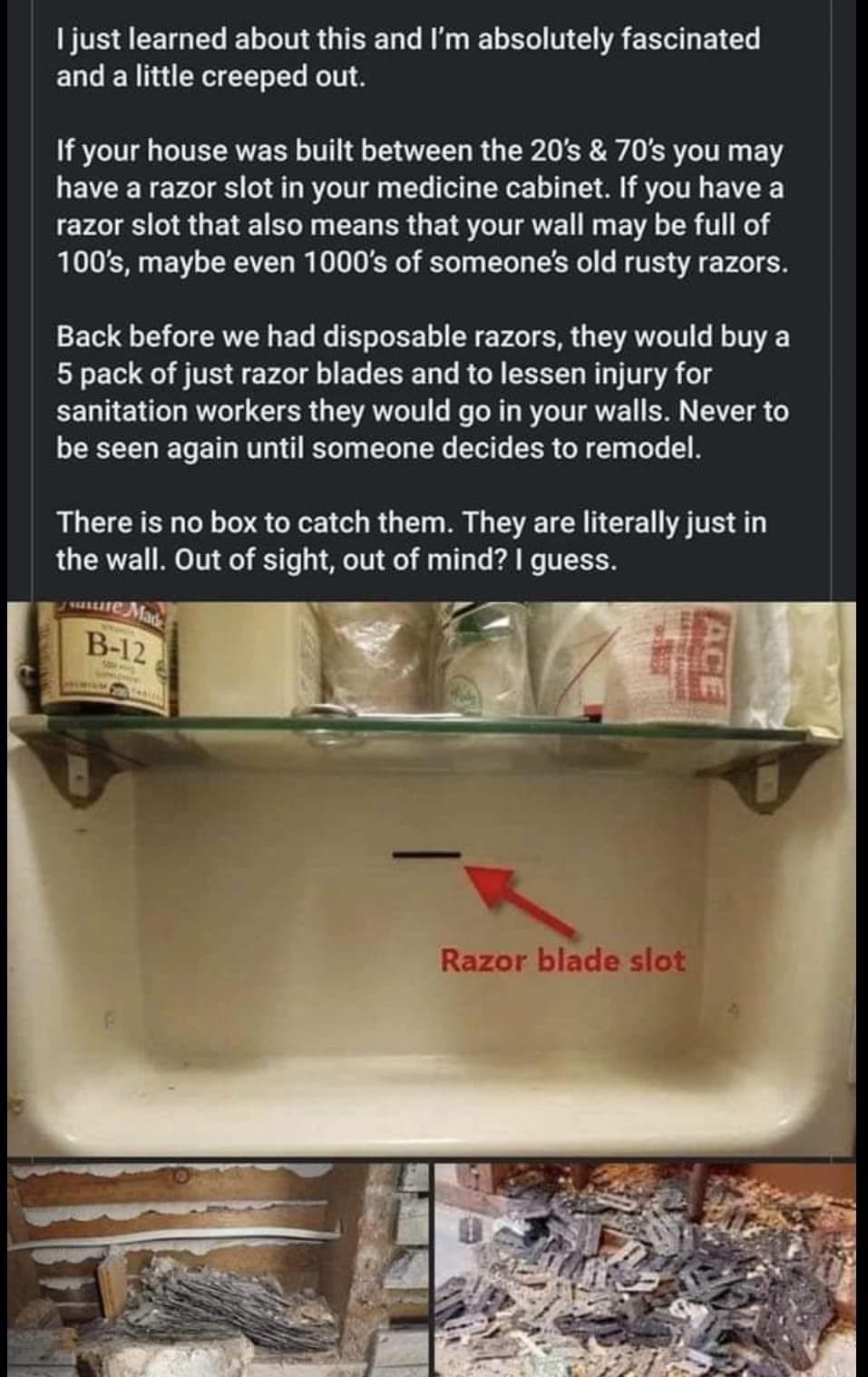 Razor blades behind your walls. r/Damnthatsinteresting