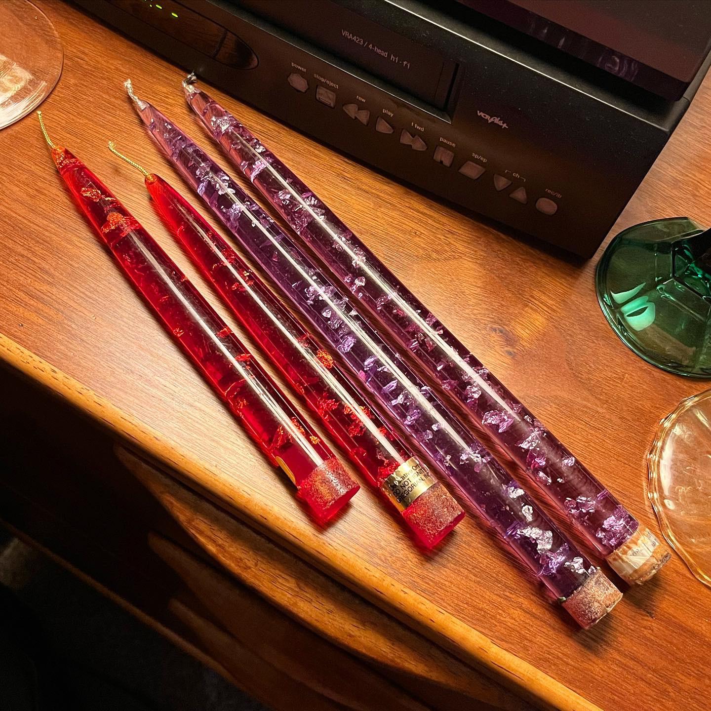 Found these cool lucite candles at the thrift store. I don’t know anything about these but I’ve