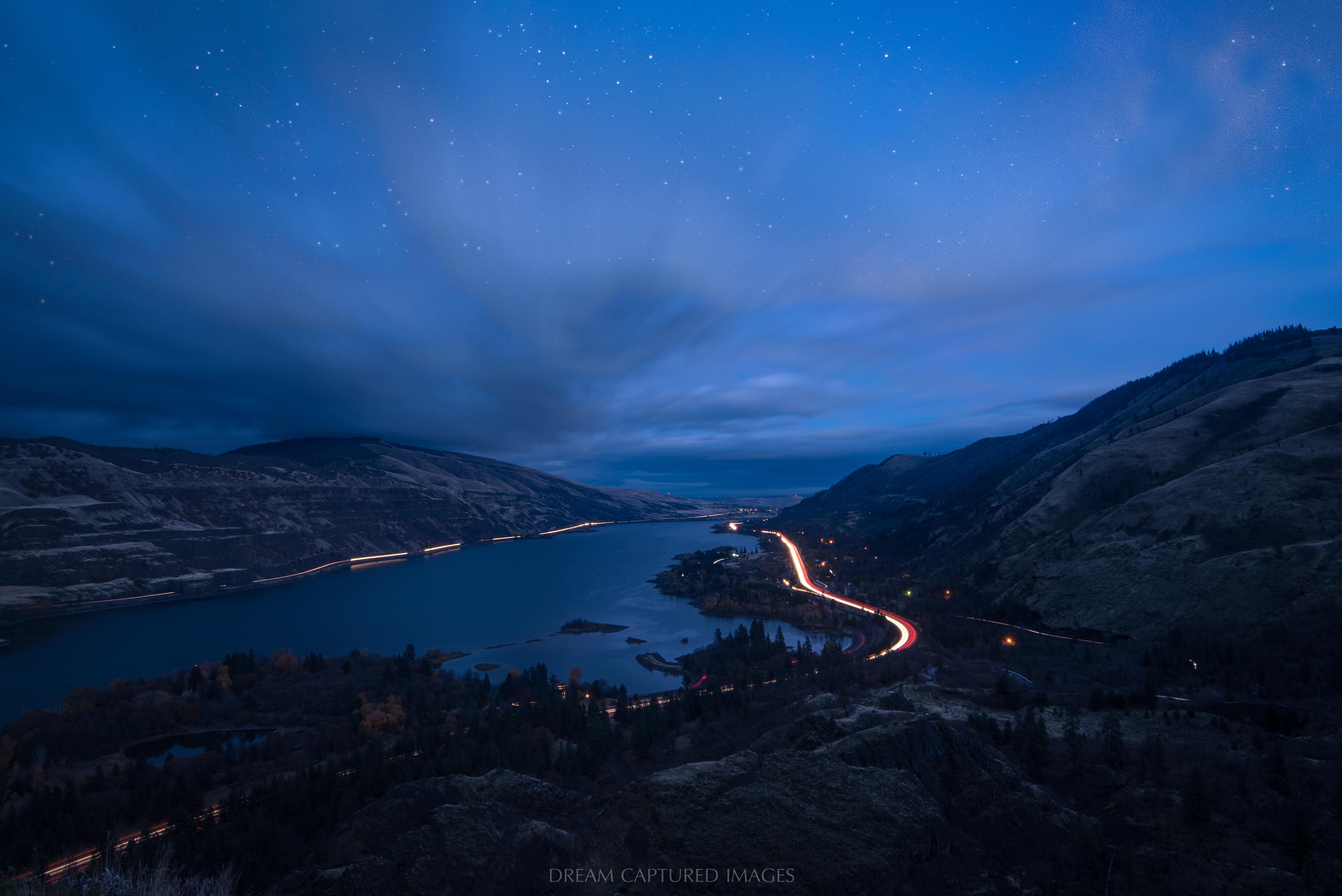 "Enter the Night" Overlook from Rowena Crest toward the Dalles, Oregon