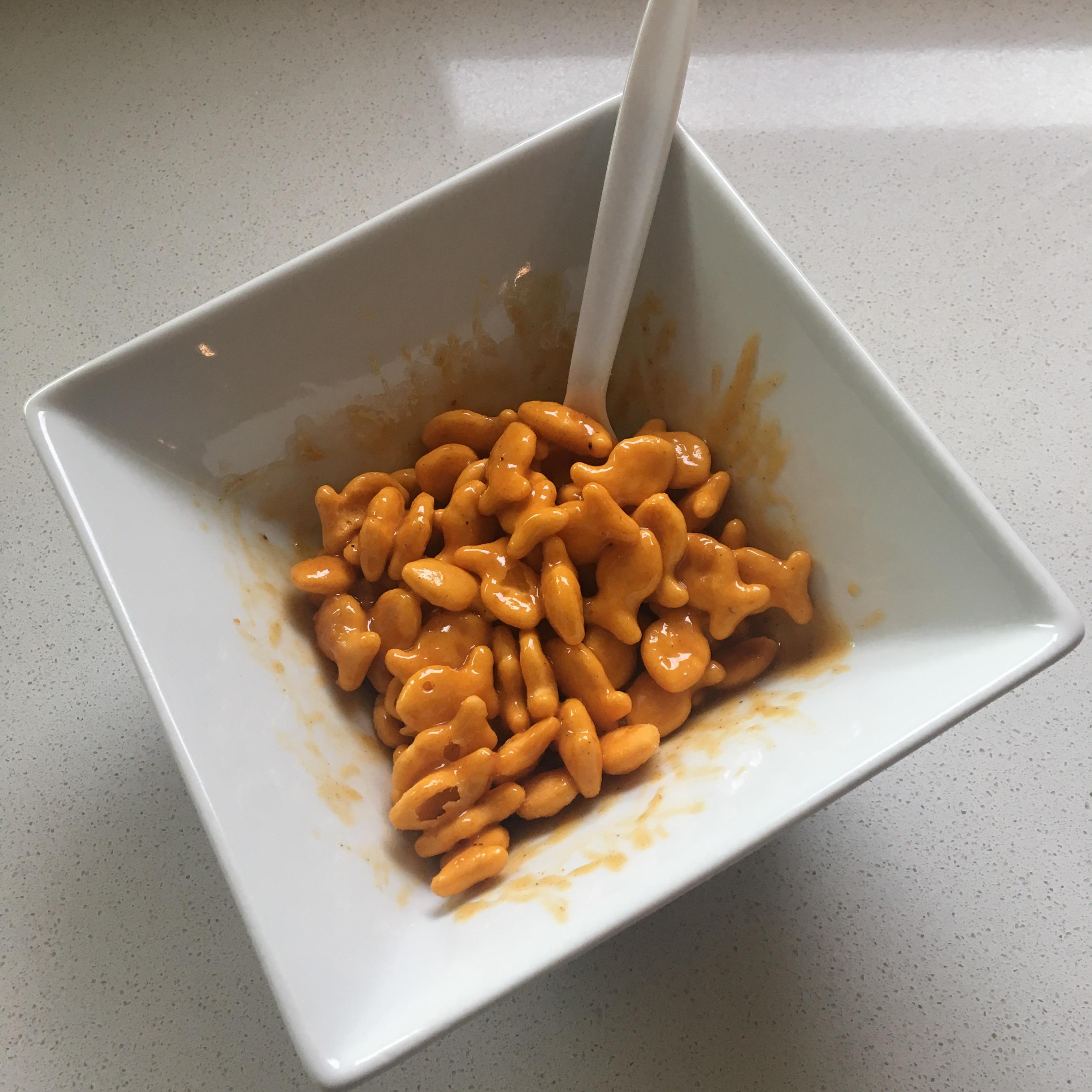 Flavor Blasted Xtra Cheddar Goldfish crackers, enrobed in a succulent
