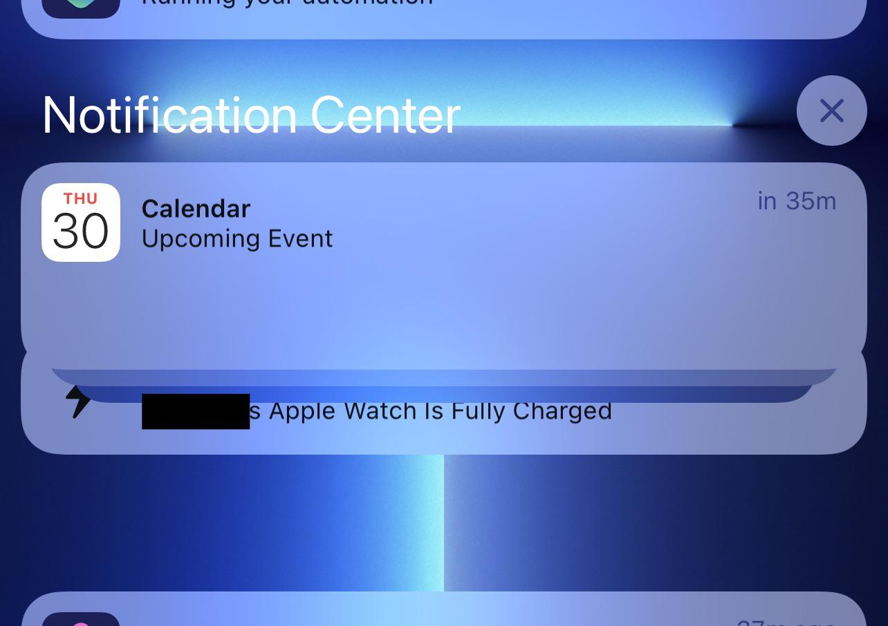 Notification Center, UI glitch. iOS 15. Was happening on my iPhone XS
