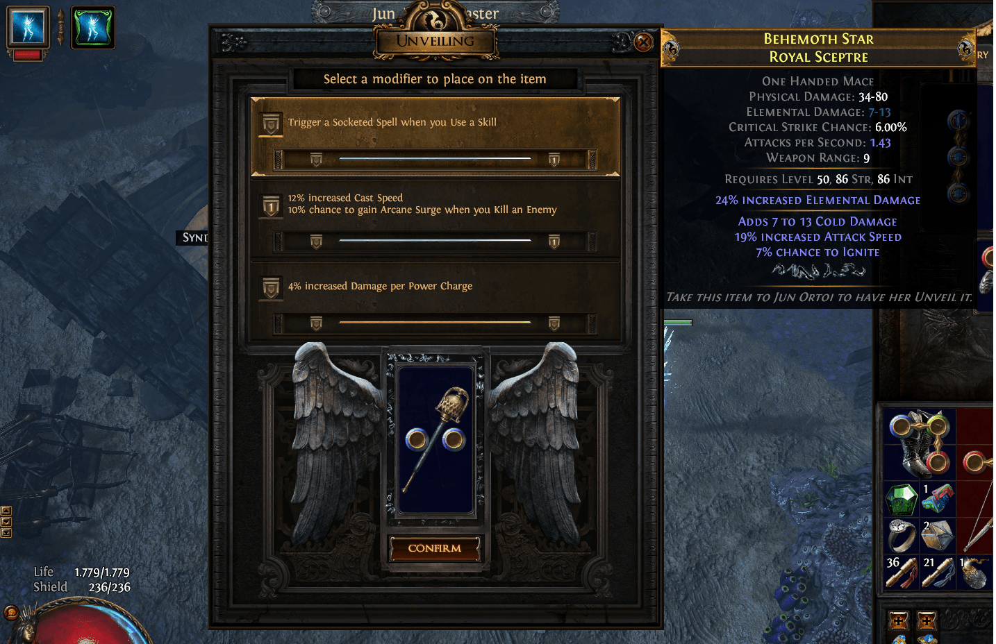 Trigger a Socketed Spell when you use a skill got it in The Brine King's reef pathofexile