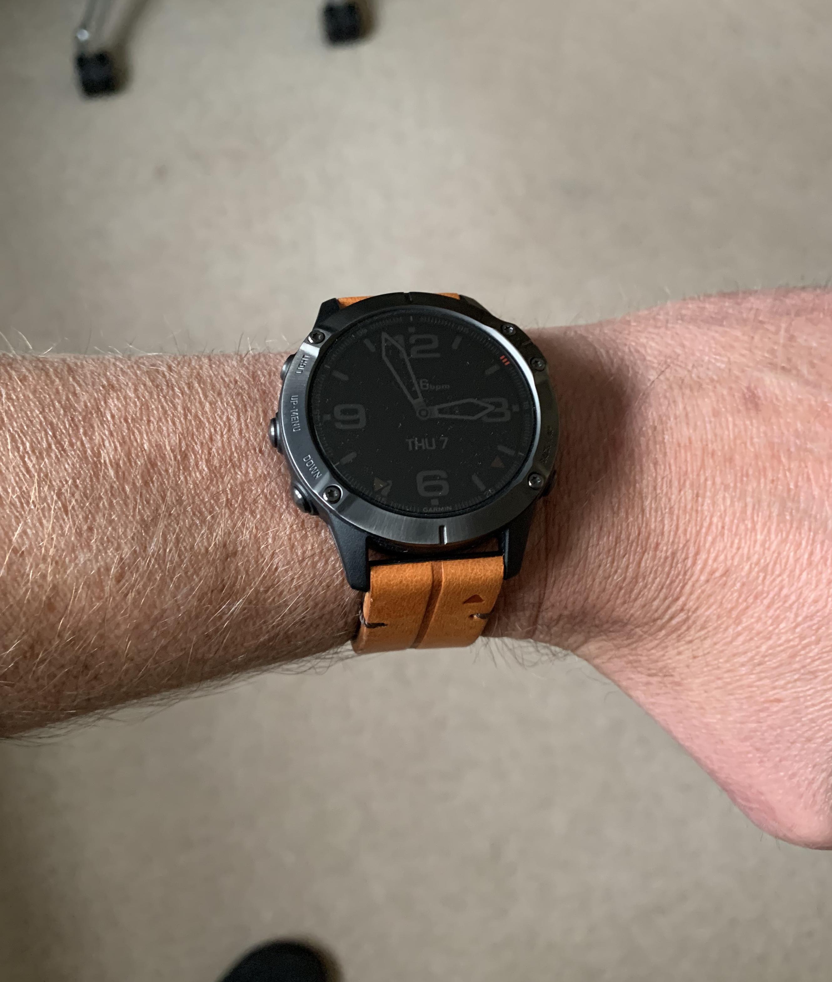 Got my Chestnut Leather for 6 Pro DLC today looks great! r/GarminFenix