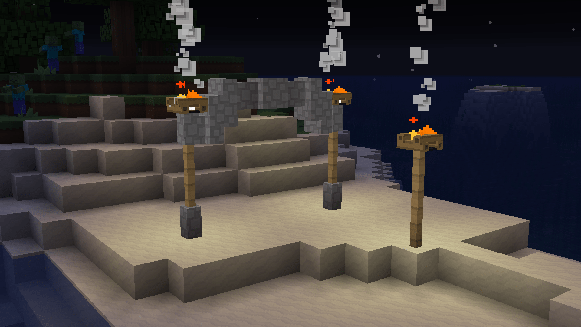 A basic gate and torch design I made with campfires. r/Minecraft