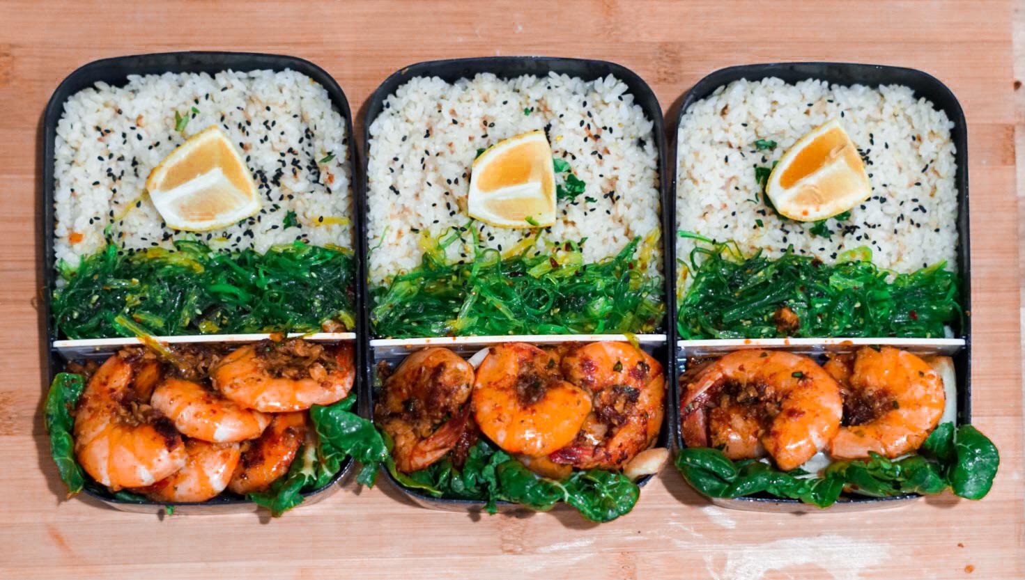 Hawaiian Garlic Shrimp Bento Boxes r/Bento