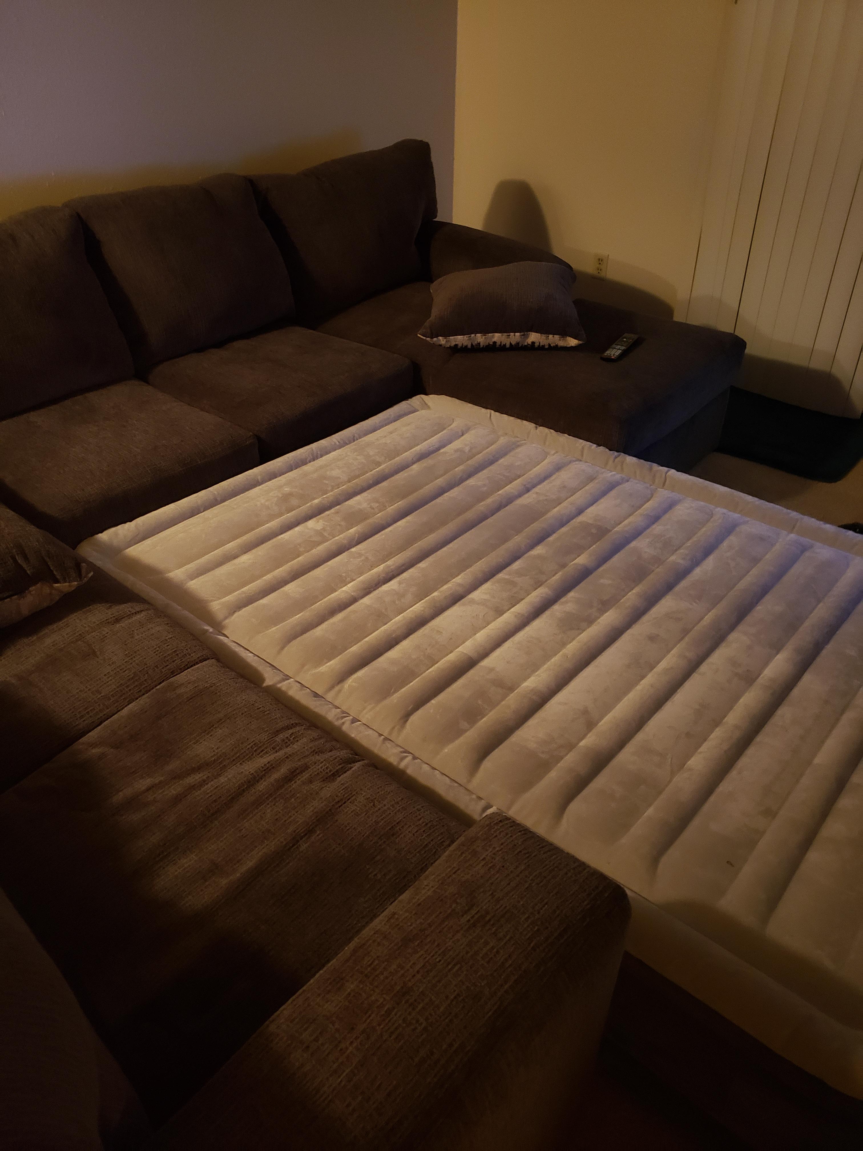 Brother's Air Mattress Fit Perfectly Between Couch (No Prior