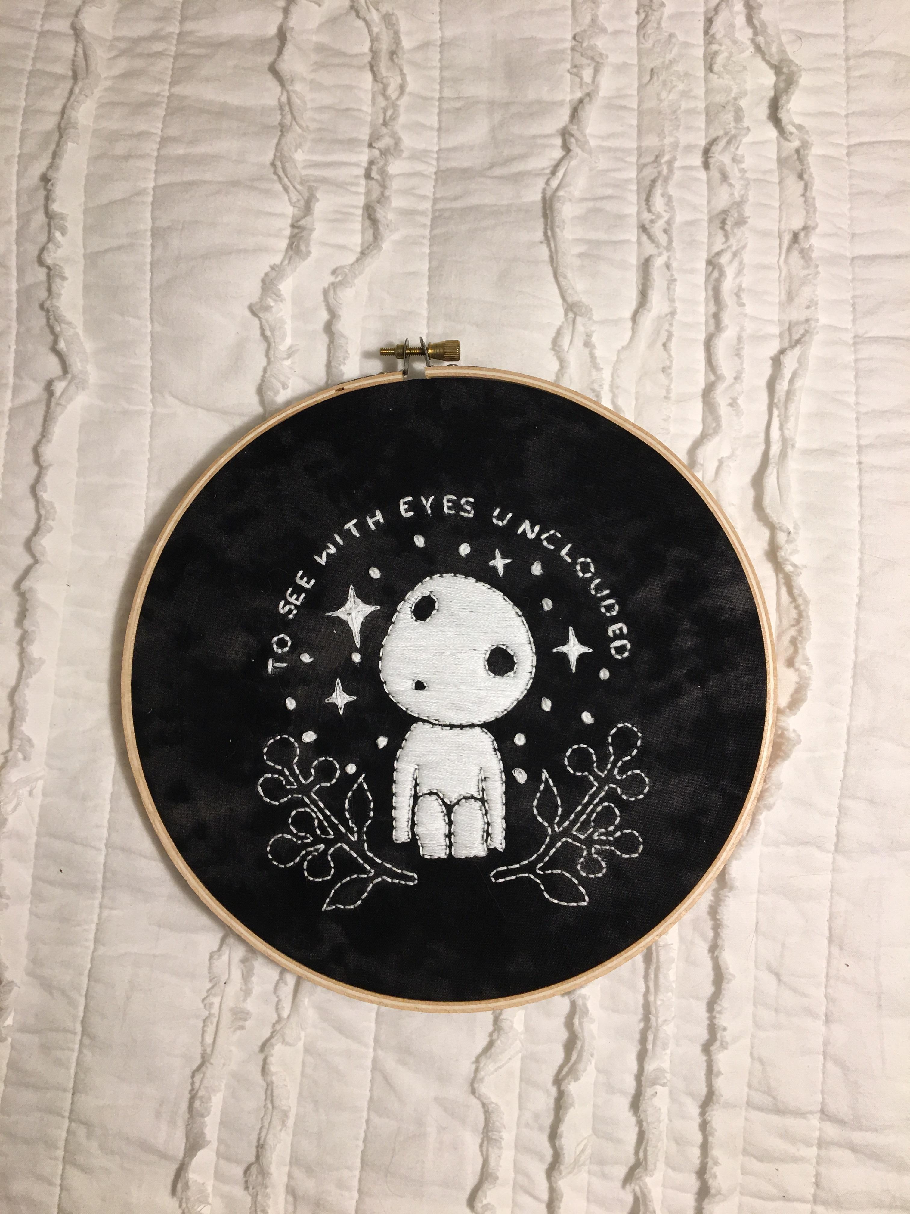 Finished my first embroidery on black fabric. Getting guide lines to
