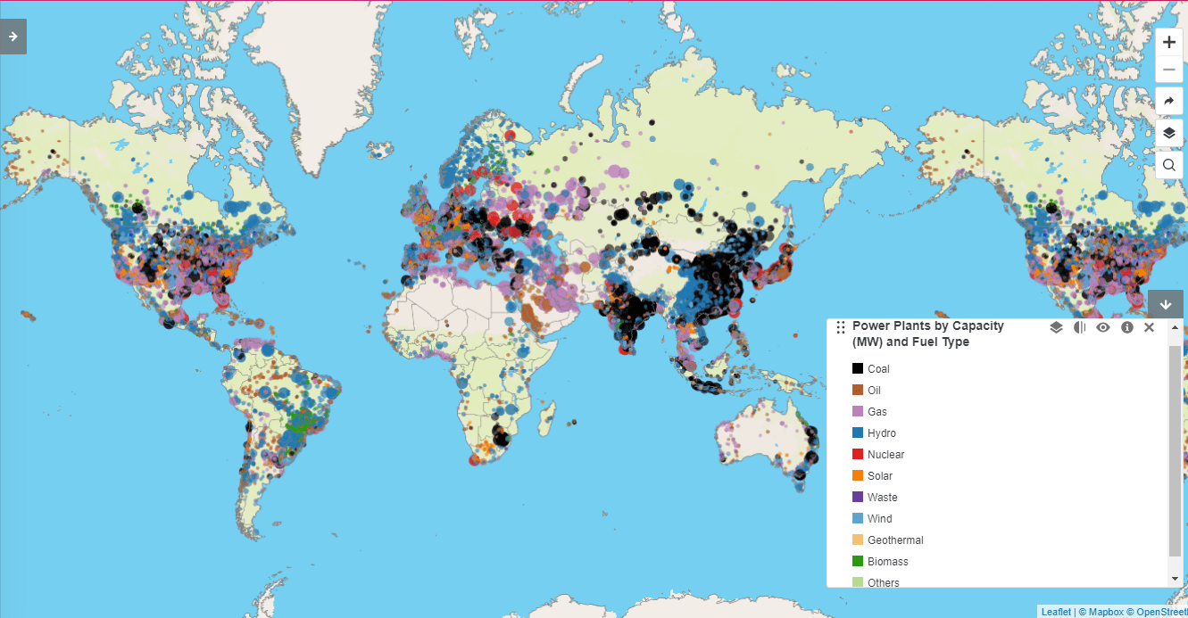 Global power plants. The database covers approximately 30,000 power