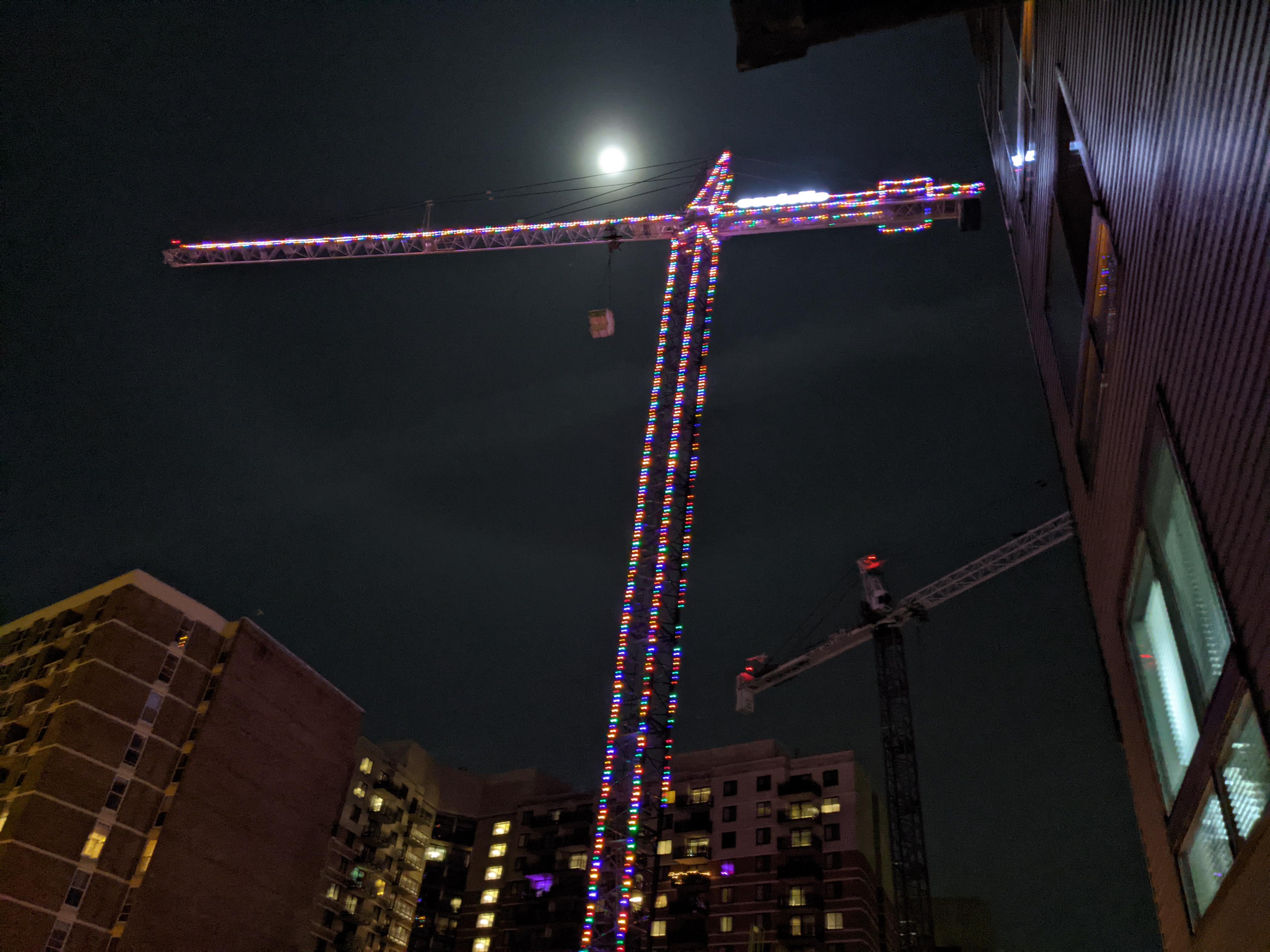 They put lights on the crane outside my window r/washingtondc