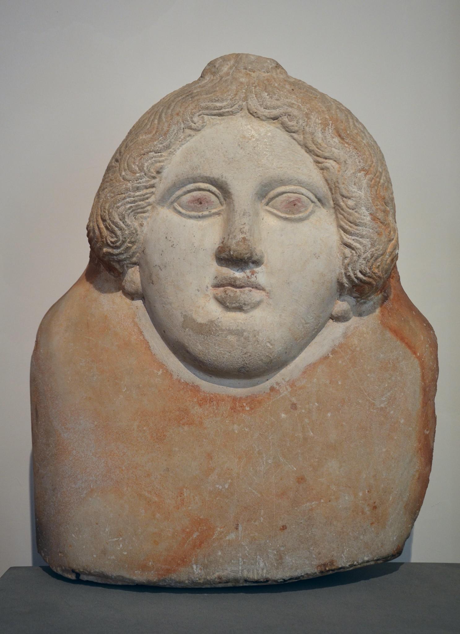 Painted marble cover of a Phoenician anthropoid sarcophagus, 5th4th