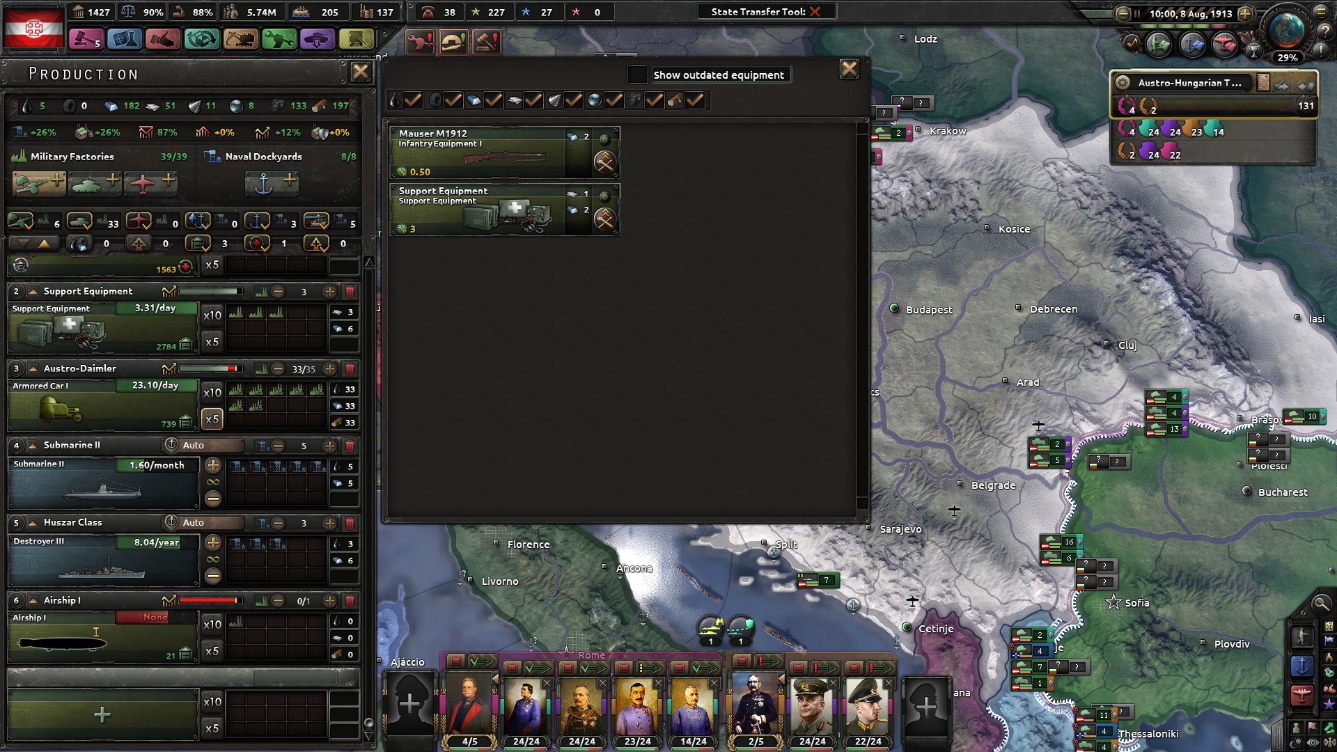 playing great war mod. cant make motorised or artillery. is this normal