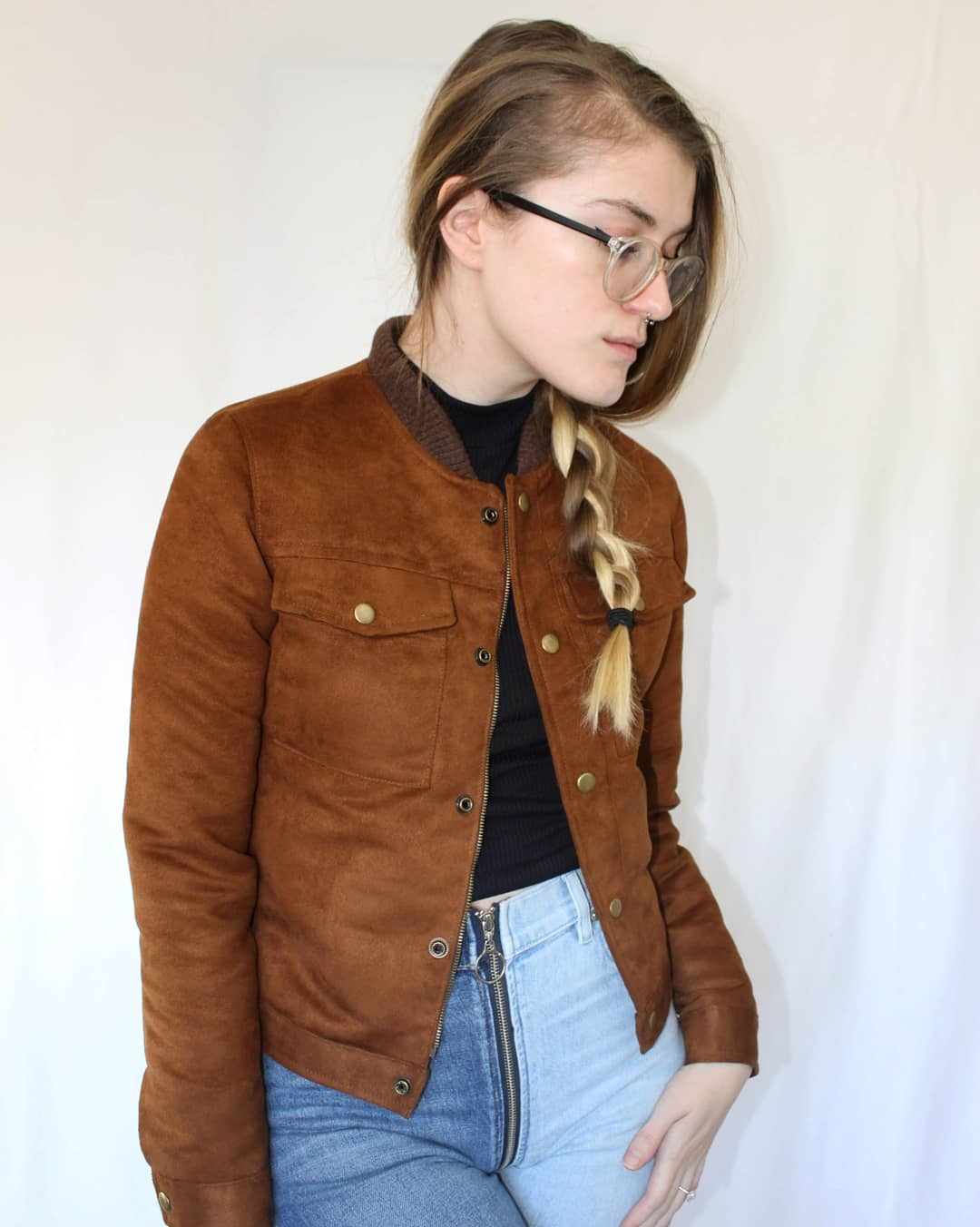 Faux suede jacket, self drafted. This is hands down my most favorite thing I've made so far. r
