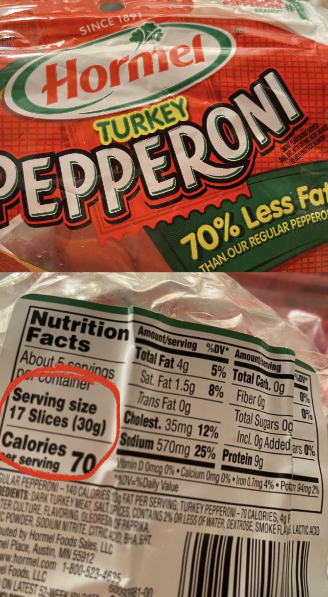 Hormel Turkey Pepperoni Nutrition