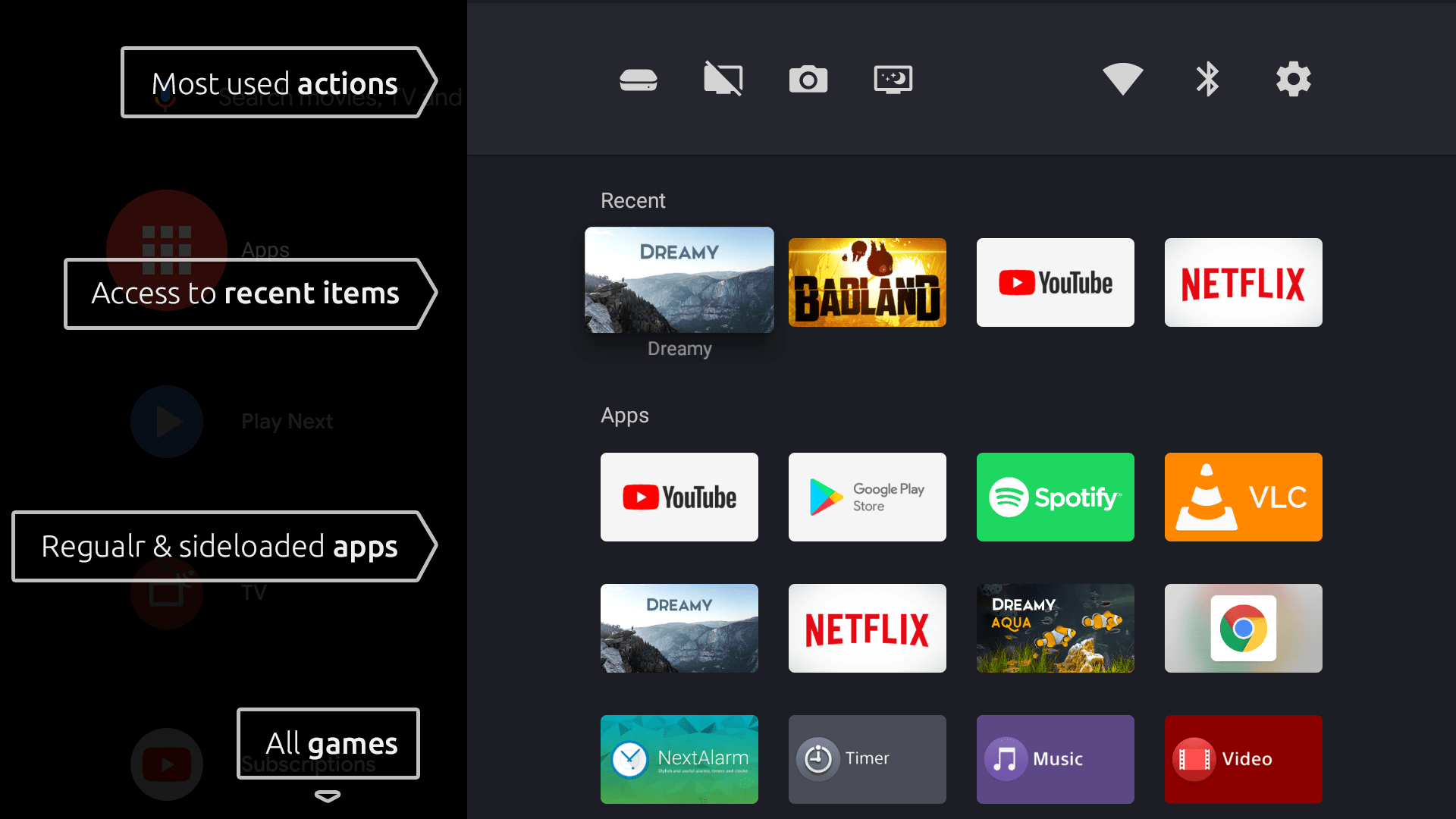 Dashboard Actions, Recents & Sideloaded Apps r/AndroidTV