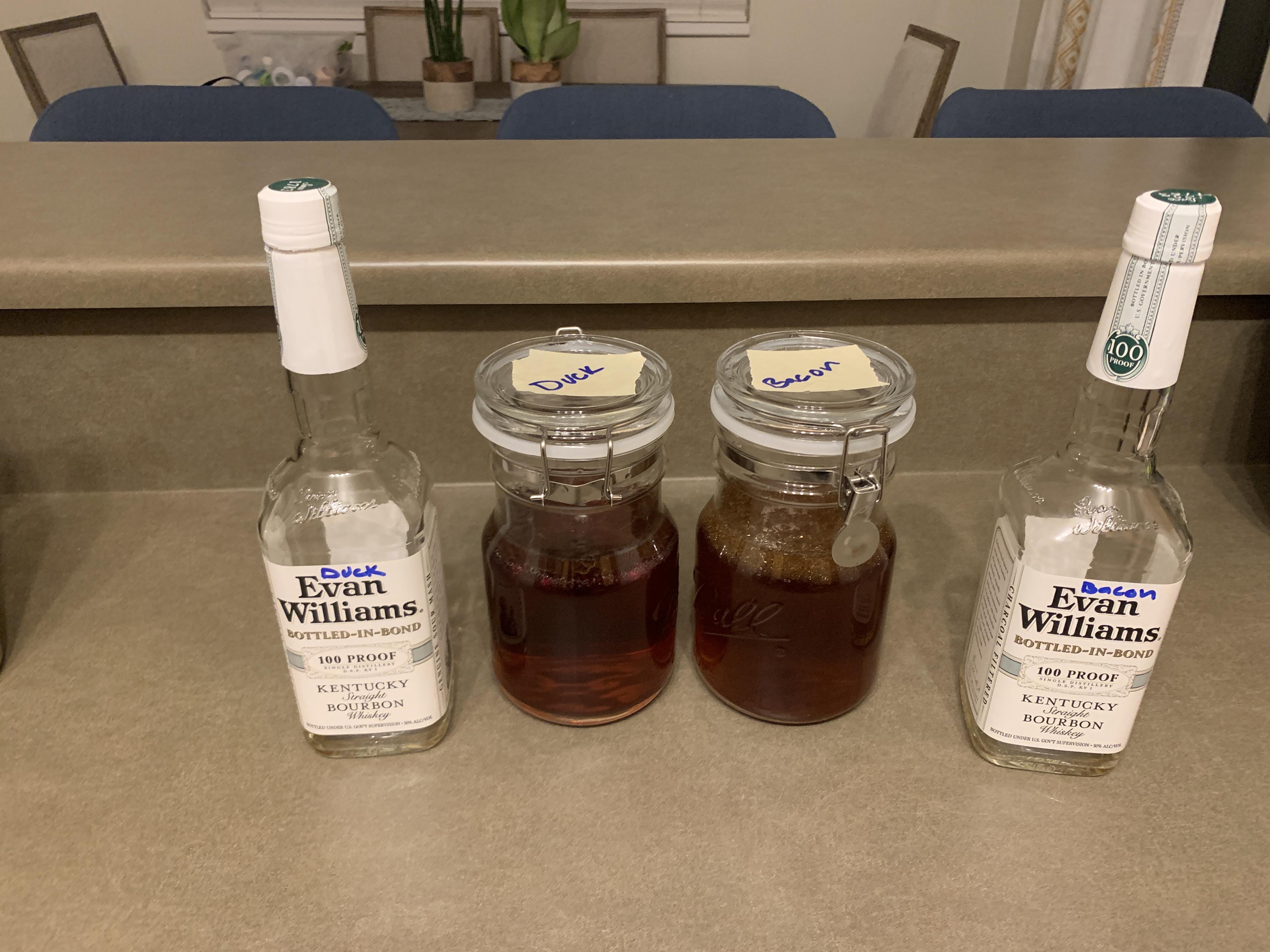 Anyone tried fat washing whiskey? I did one duck and one bacon with my