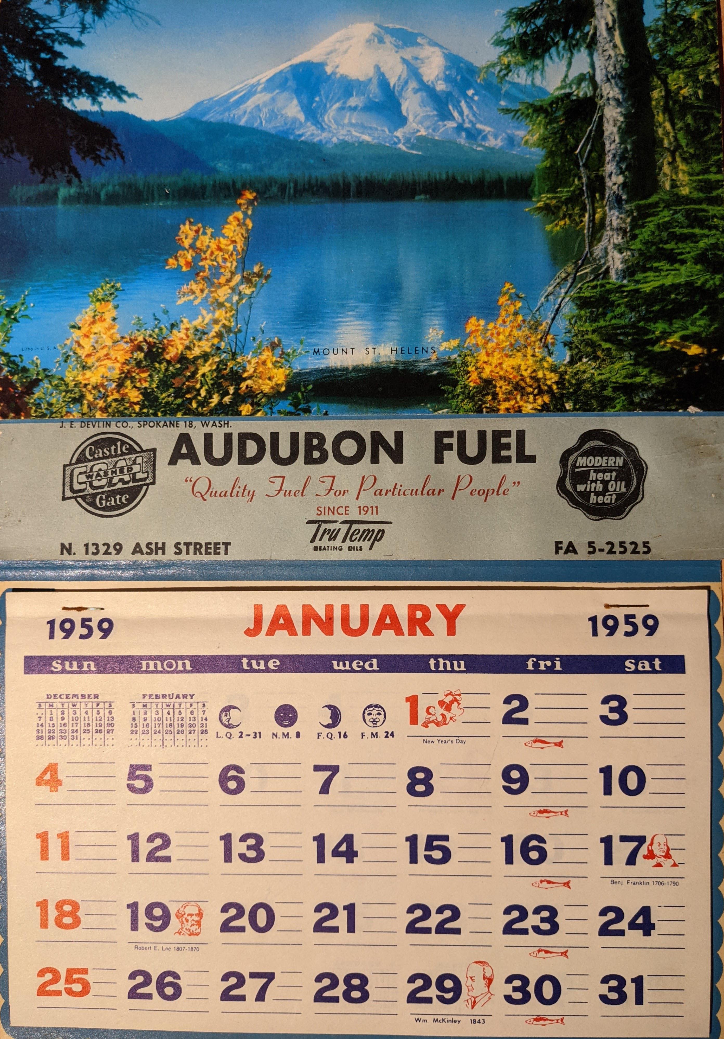 Mt. St. Helens on a calendar from 1959 r/Washington