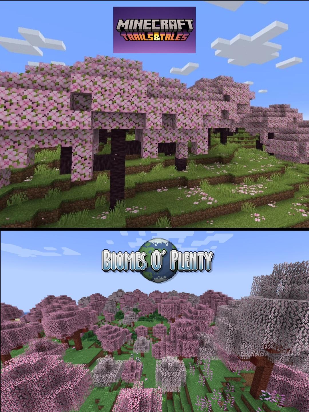 Cherry blossom Grove official version vs Biomes o Plenty r/Minecraft