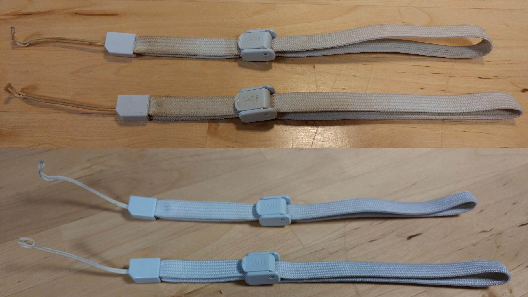 It turns out Wii Remote straps clean up well in the washing machine