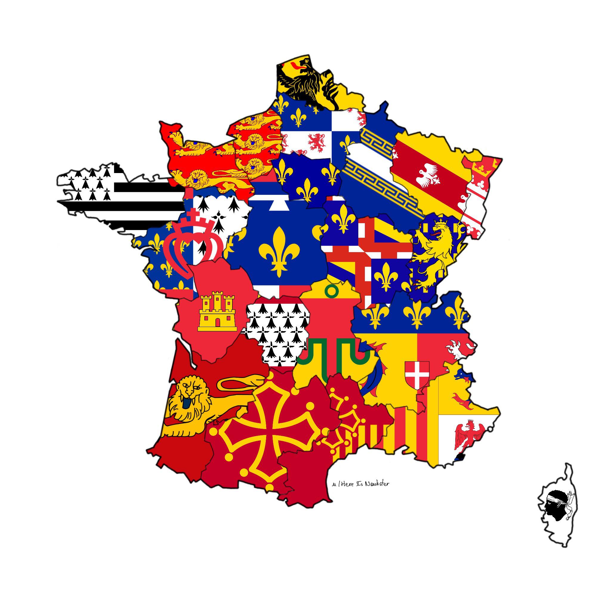 Flagmap Of France And Its 18 Administrative Regions, 46 OFF