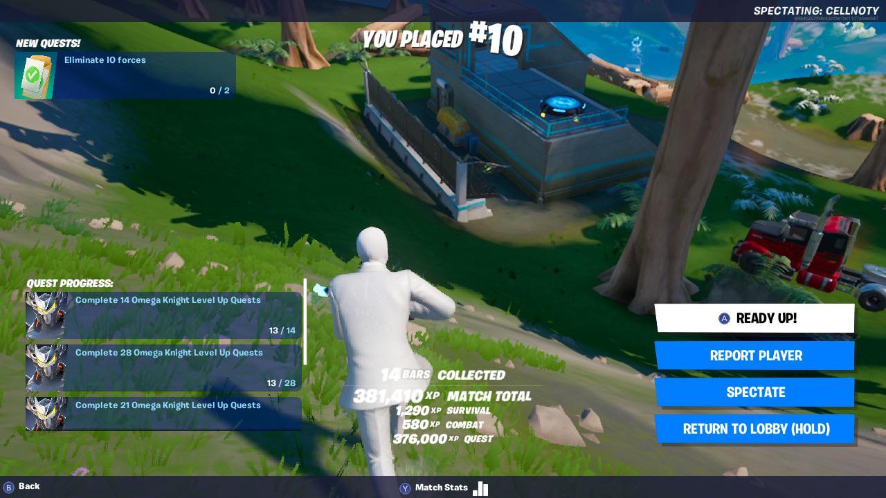 Look how many xp I got from omega knight quests!!! FortNiteBR