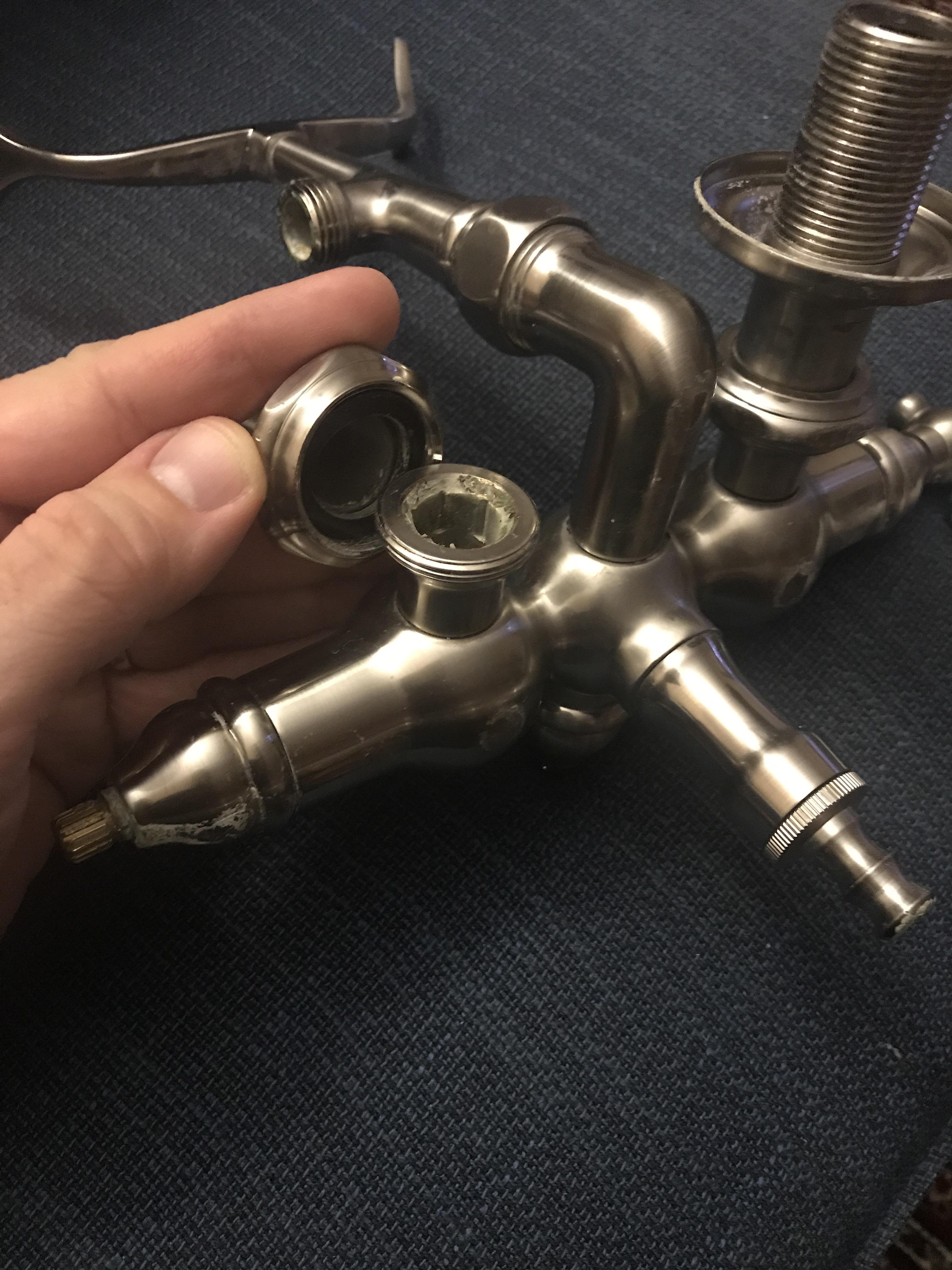 How can I replace the faucet stem parts (packing washer, washer